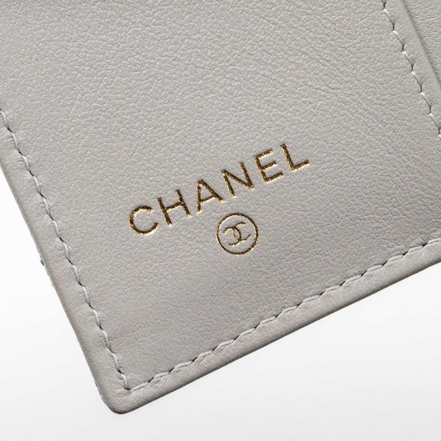 Chanel Compact Wallet Caviar Light Grey L