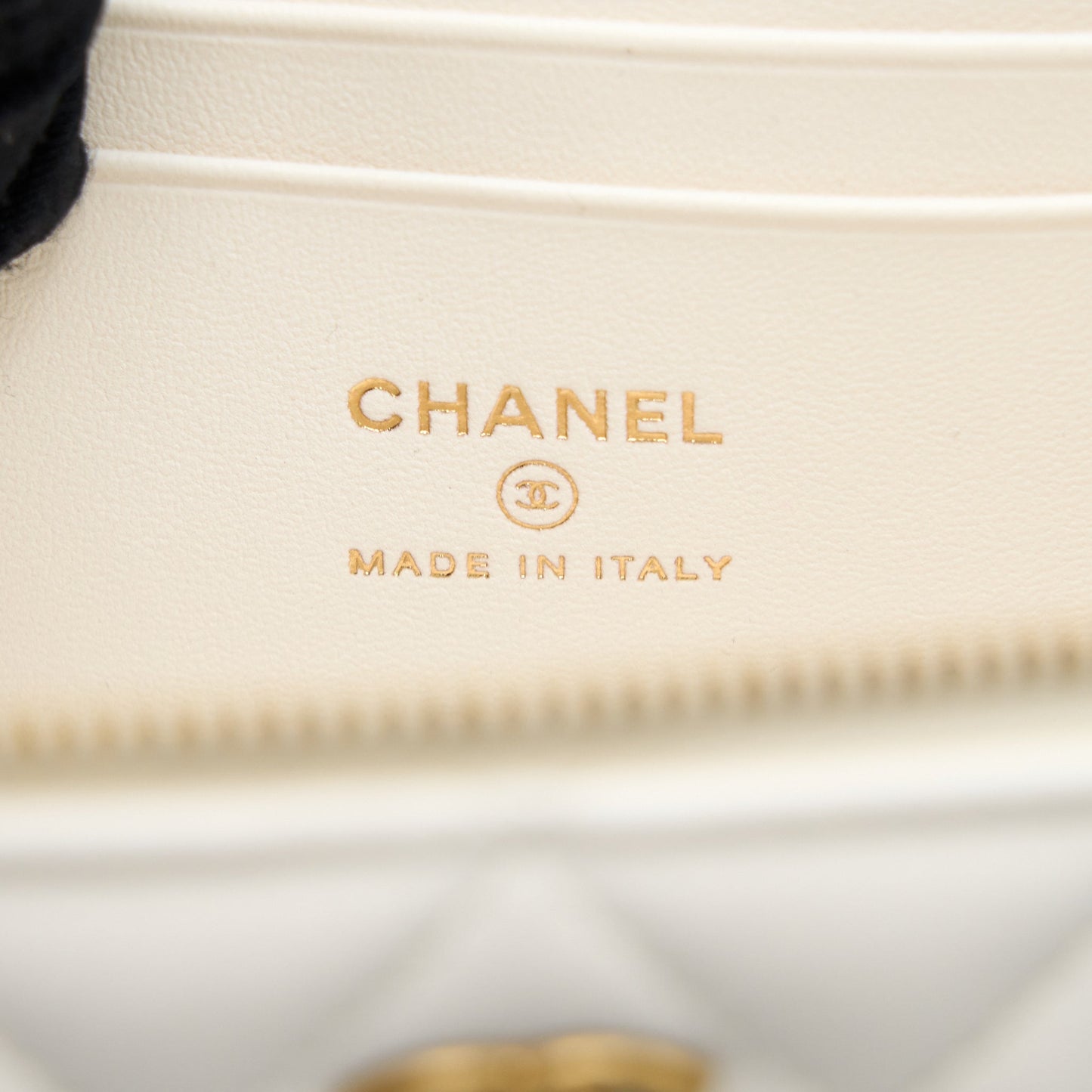 Chanel Long Vanity With Coco Letter Chain Lambskin White