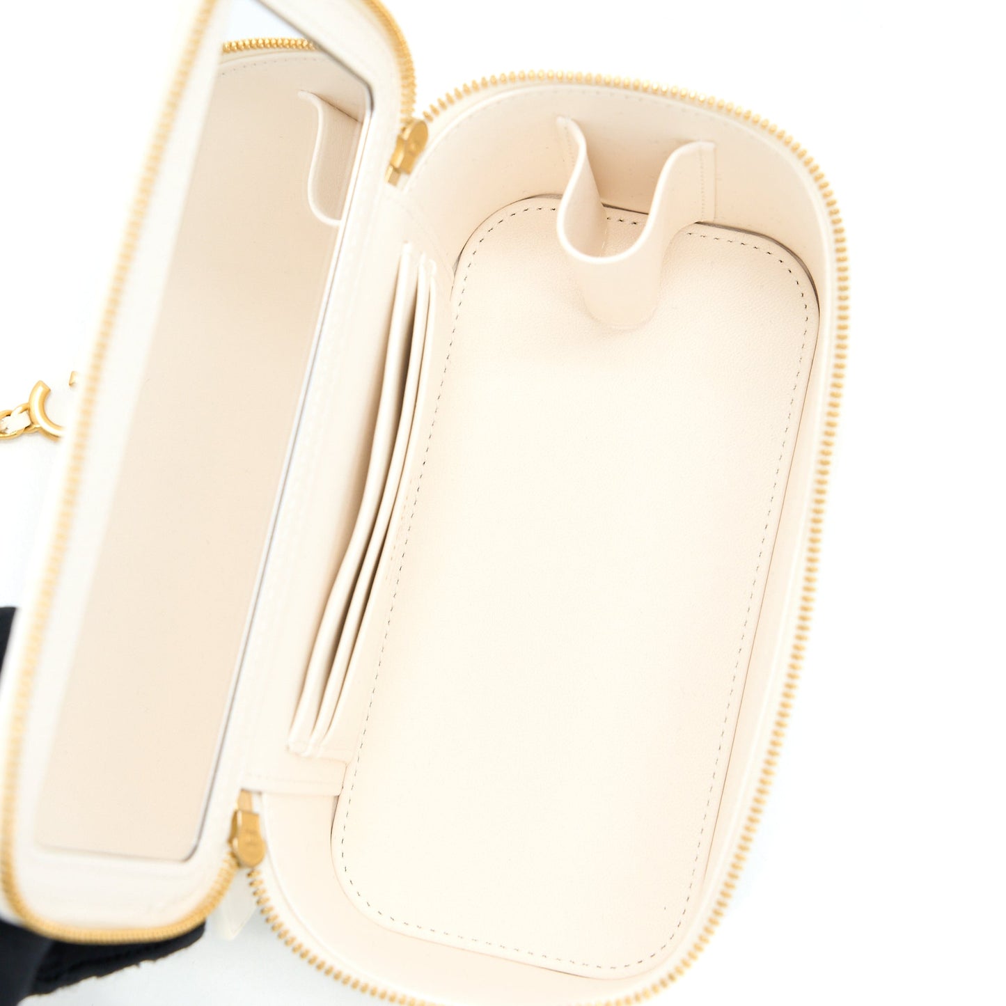 Chanel Long Vanity With Coco Letter Chain Lambskin White