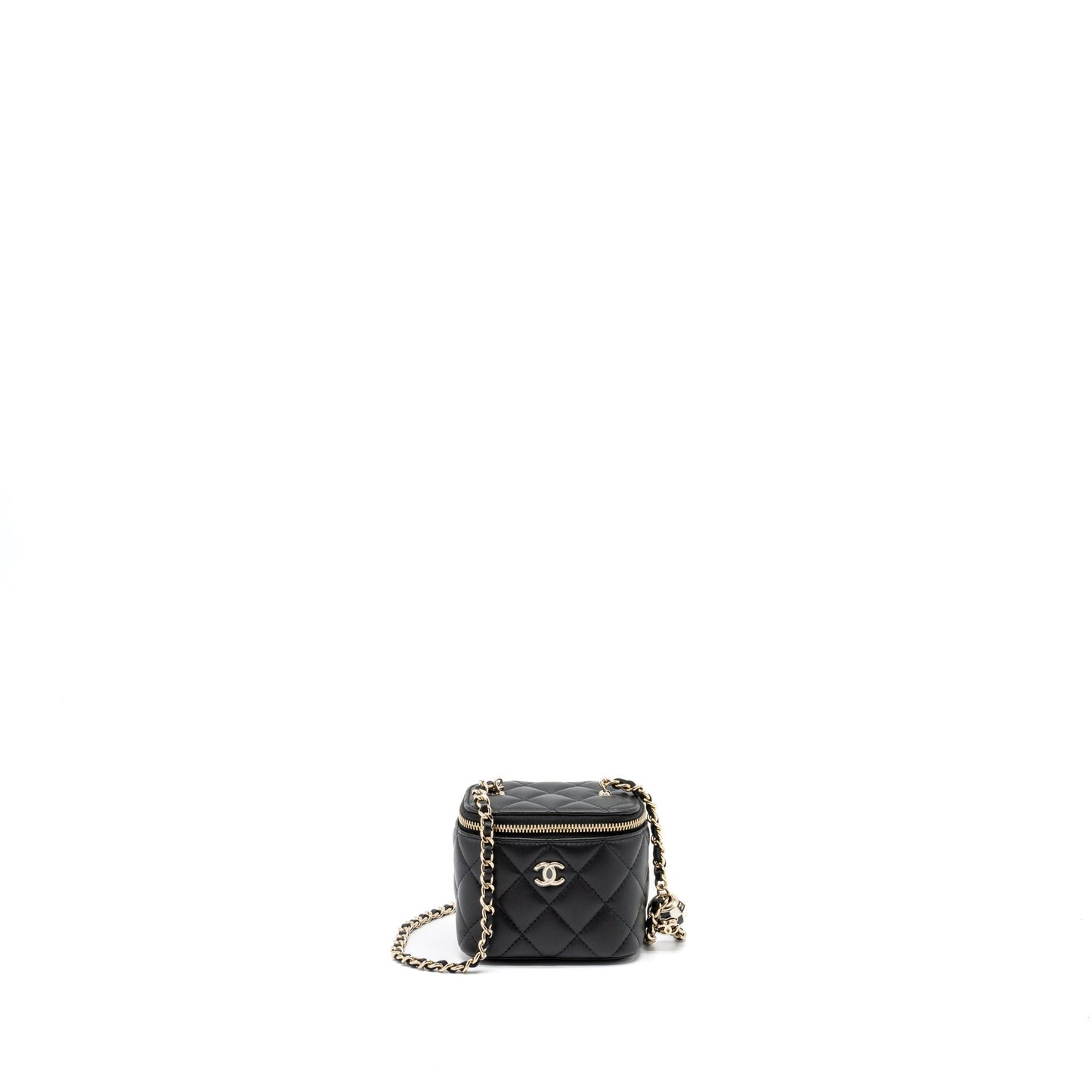 Chanel 23C Pearl Crush Mini Vanity with Chain Lambskin Black L (Microchip)
