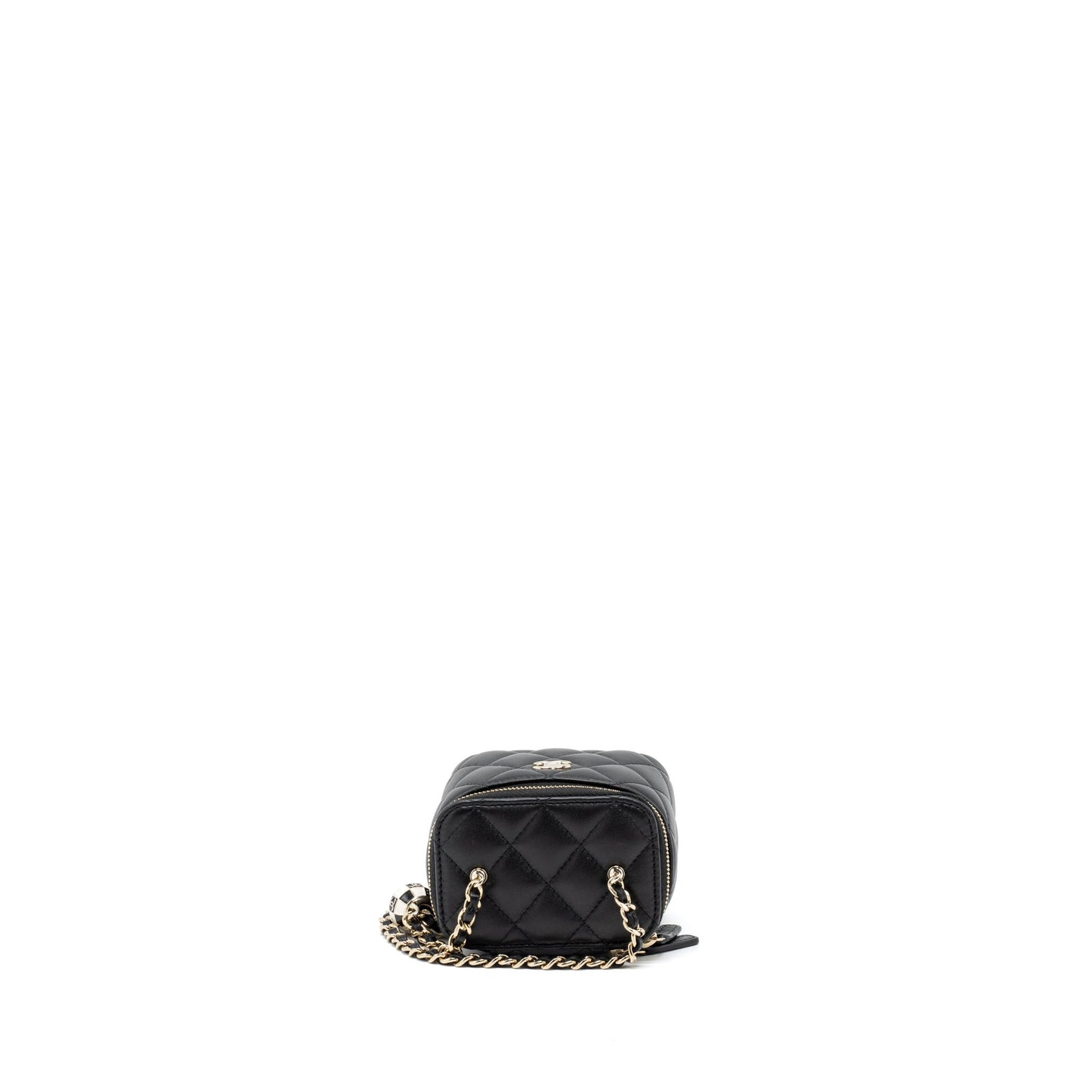 Chanel 23C Pearl Crush Mini Vanity with Chain Lambskin Black L (Microchip)