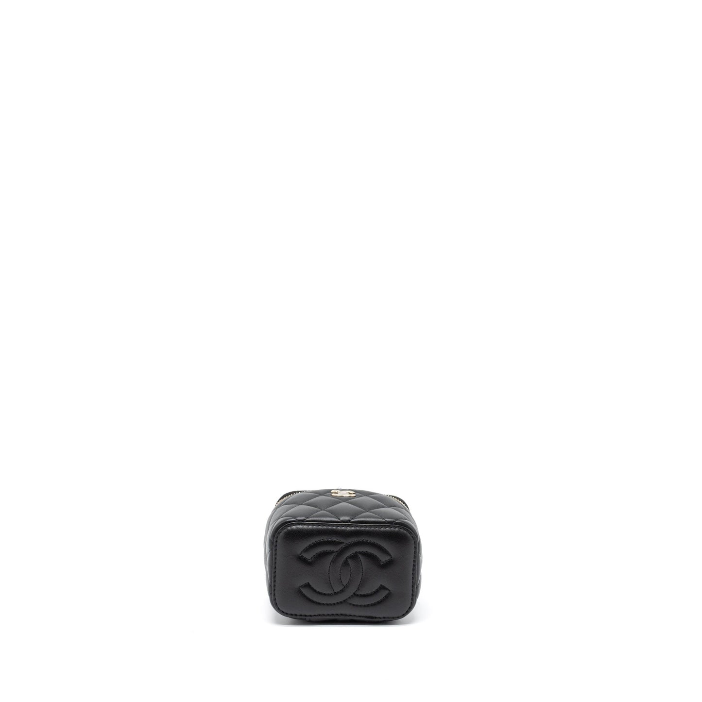 Chanel 23C Pearl Crush Mini Vanity with Chain Lambskin Black L (Microchip)