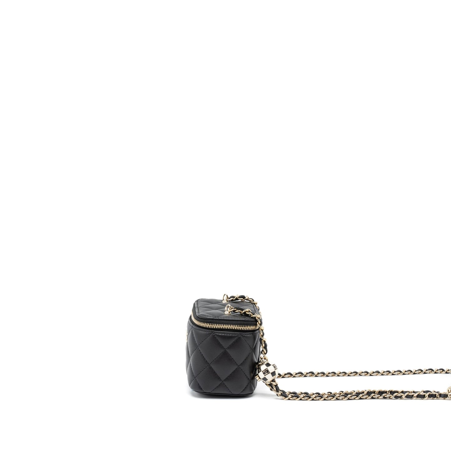 Chanel 23C Pearl Crush Mini Vanity with Chain Lambskin Black L (Microchip)