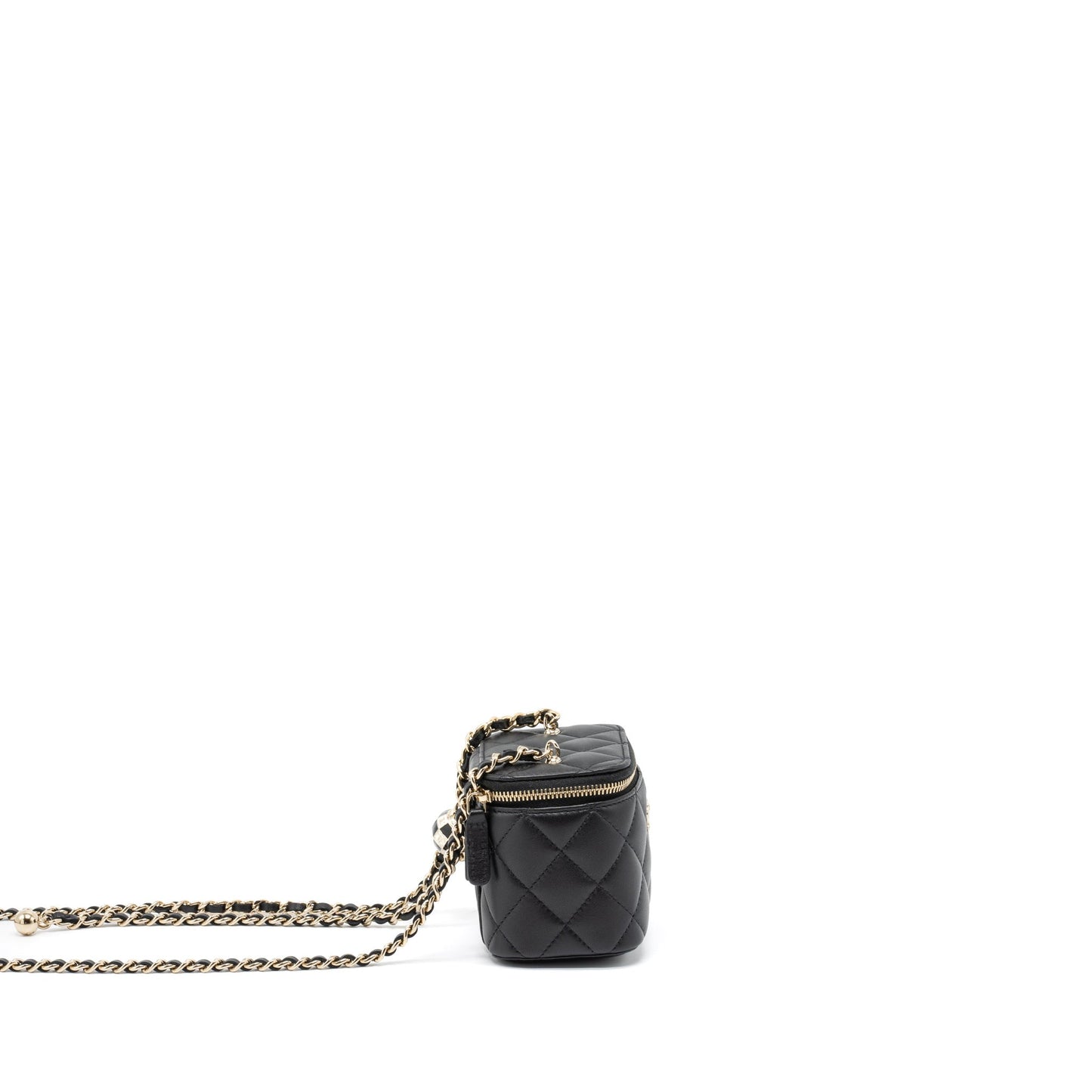 Chanel 23C Pearl Crush Mini Vanity with Chain Lambskin Black L (Microchip)