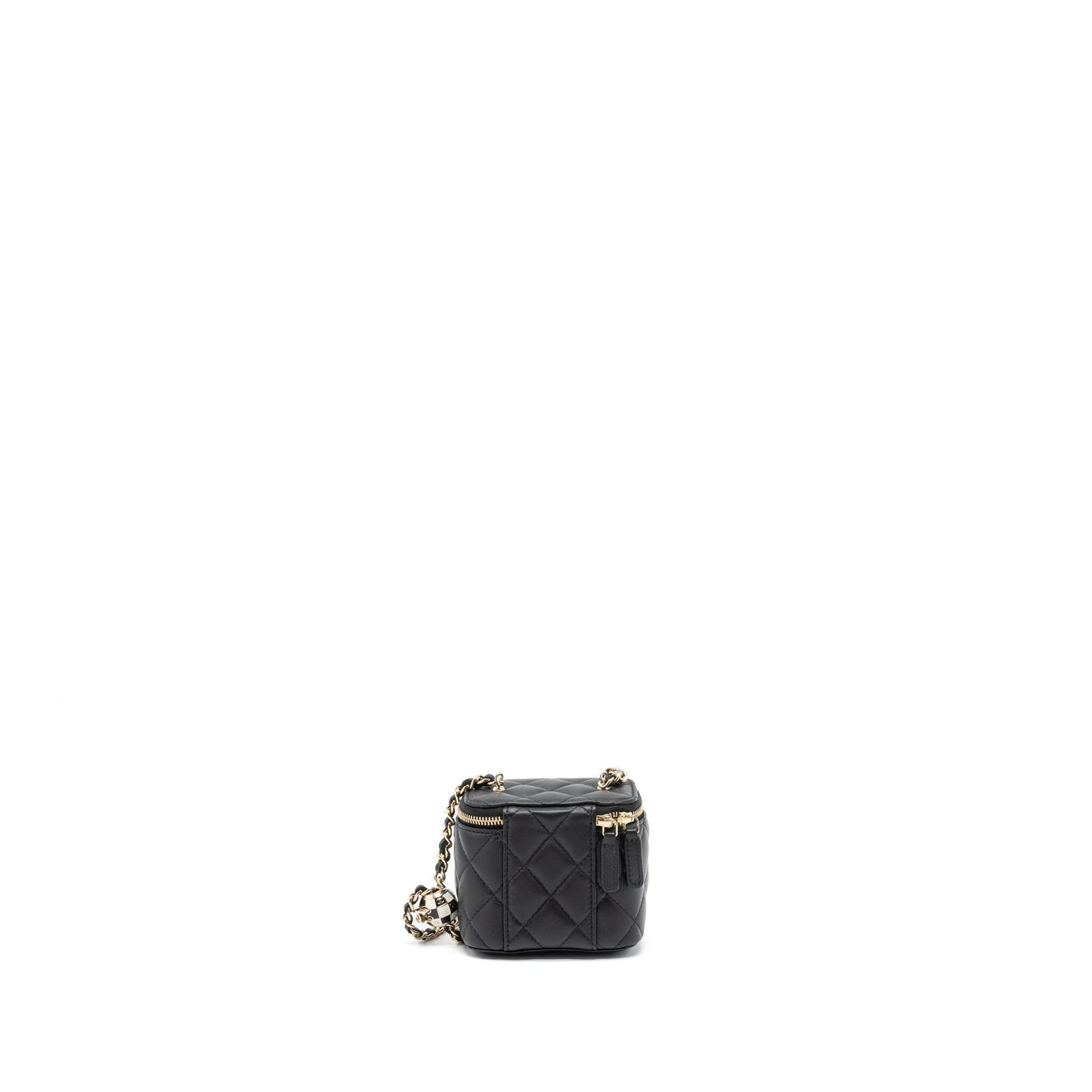 Chanel 23C Pearl Crush Mini Vanity with Chain Lambskin Black L (Microchip)