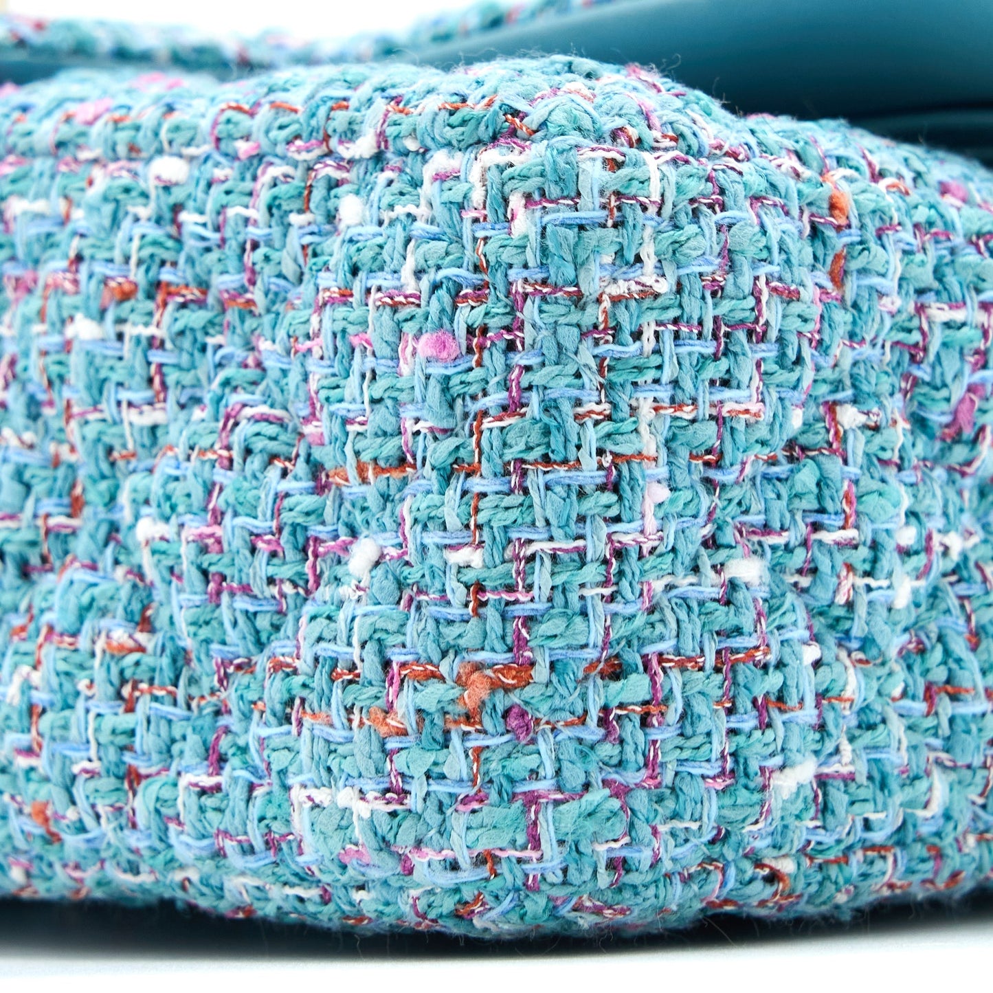 Chanel Tweed Medium Classic Double Flap Bag Light Blue L