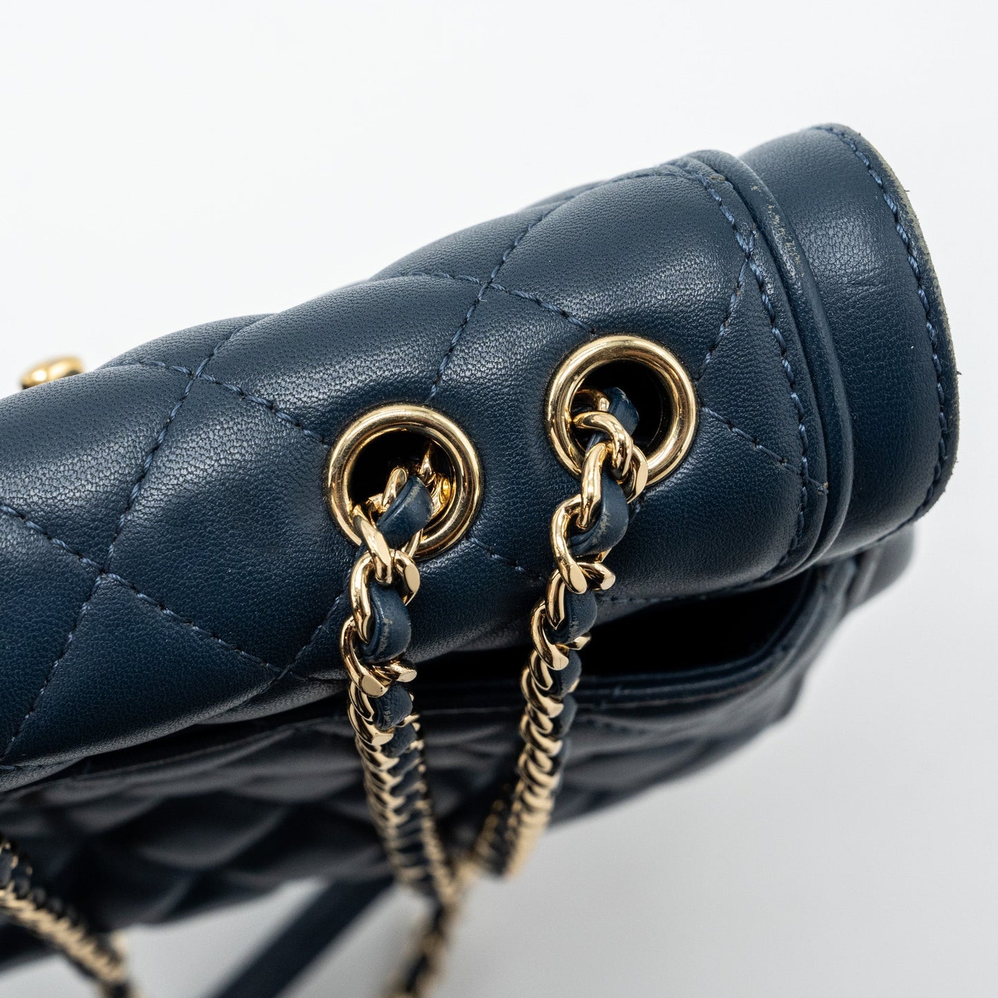 Chanel Quilted Flap Crossbody Bag Lambskin Dark Blue L