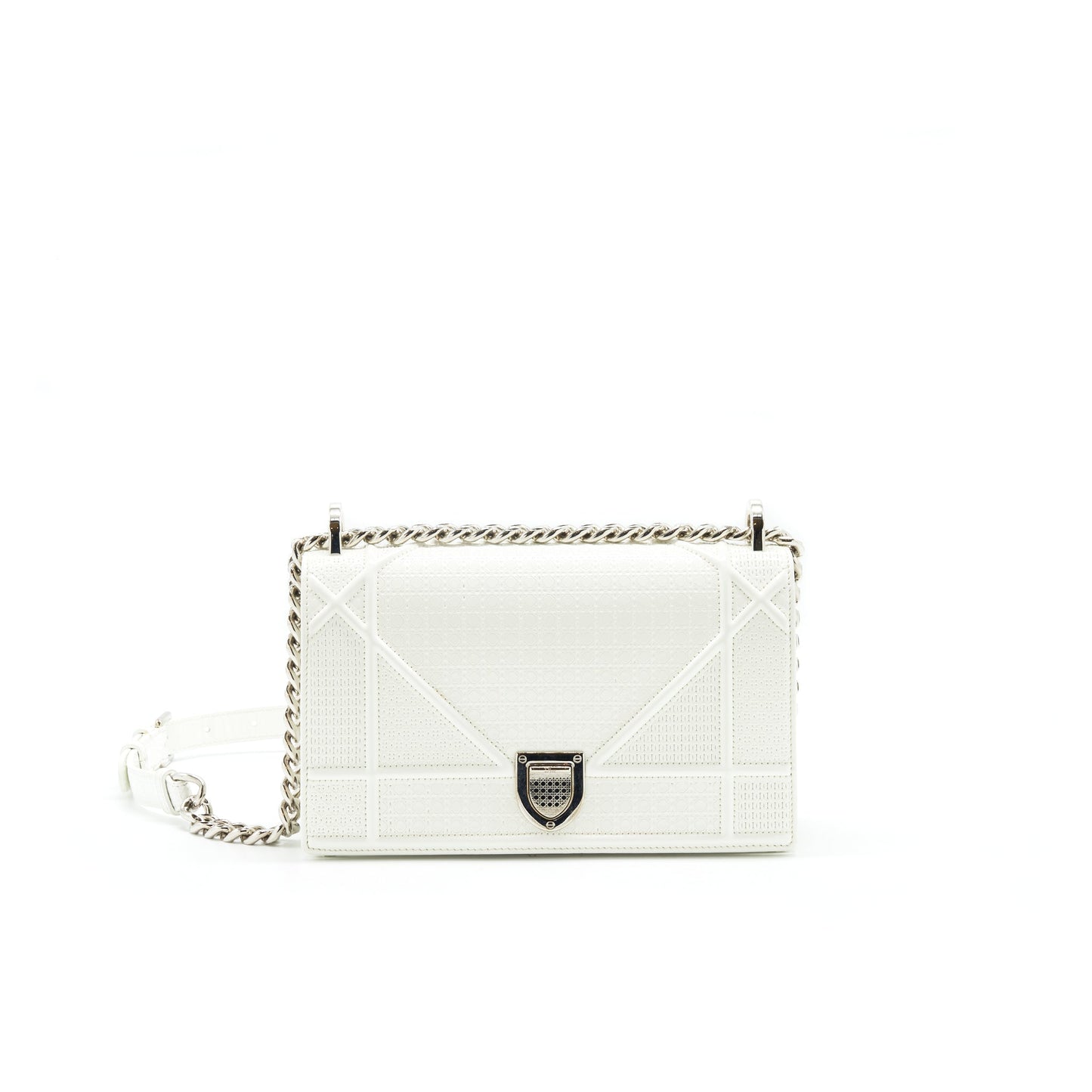 Christian Dior Small Cannage Diorama Patent Leather in White