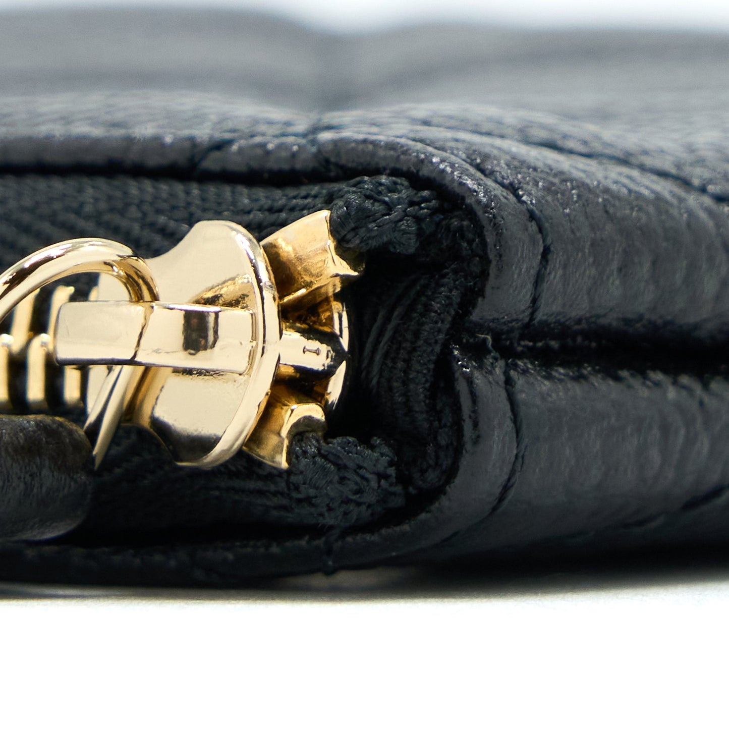 Chanel Zippy Small Pouch Detailed Logo Caviar Black L