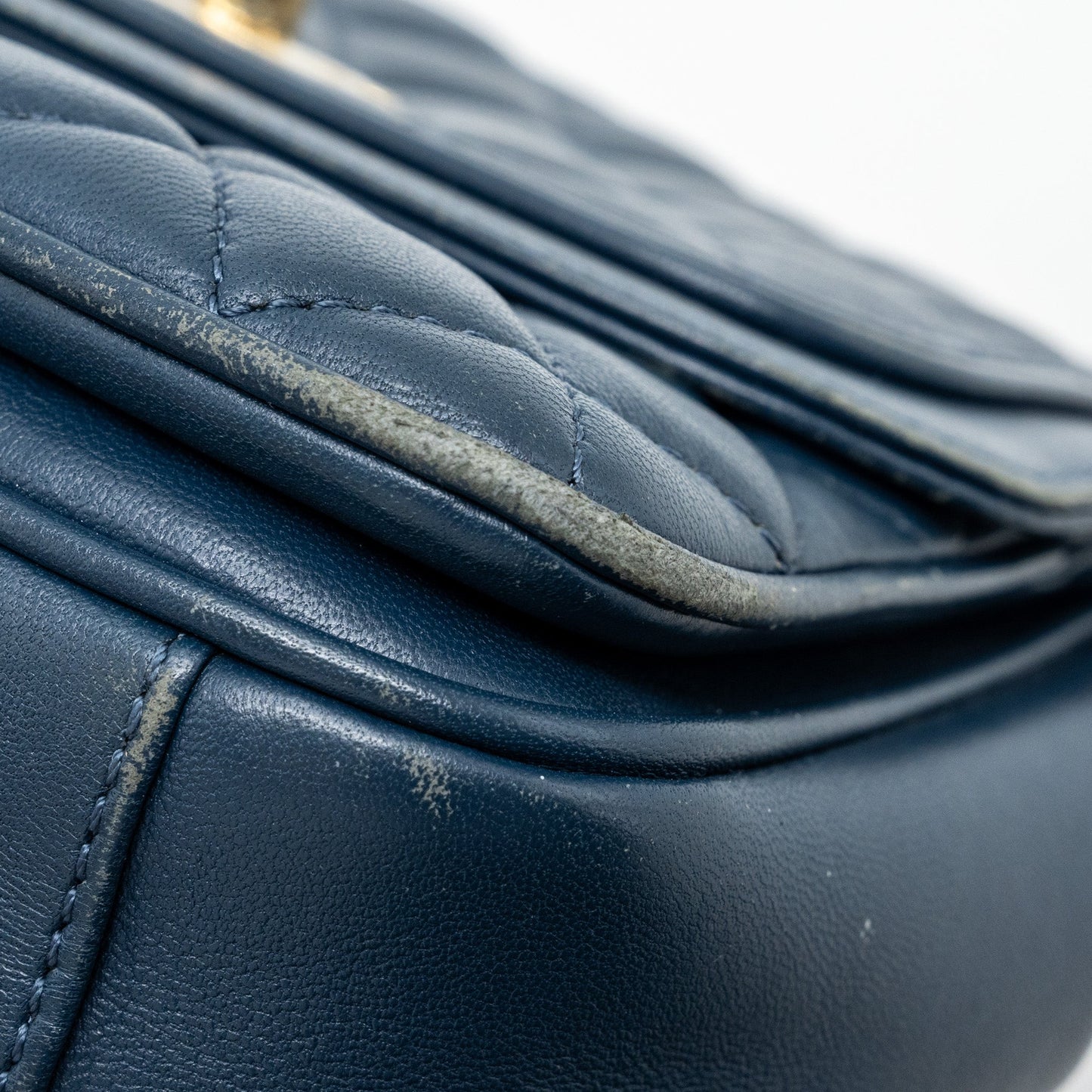 Chanel Quilted Flap Crossbody Bag Lambskin Dark Blue L