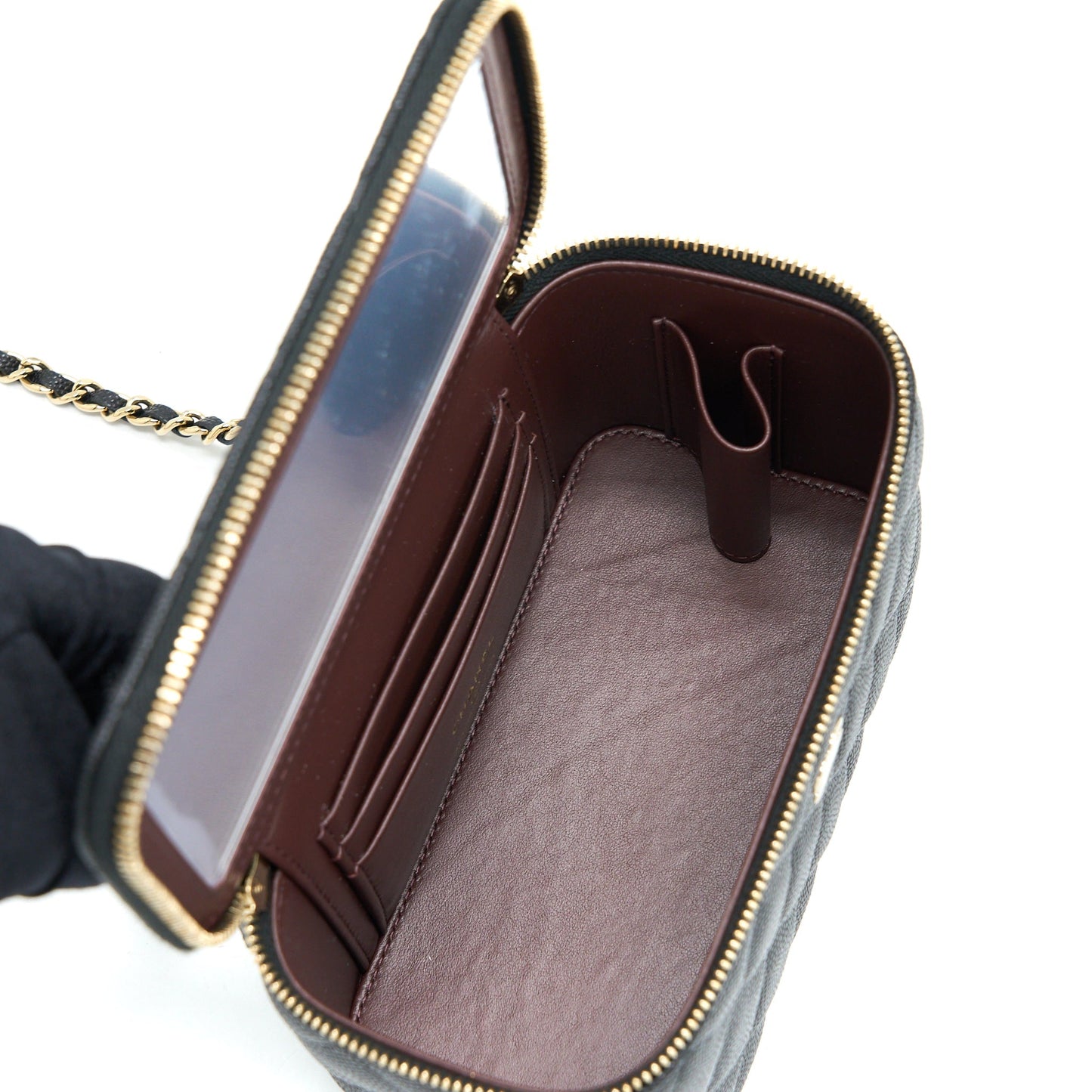 Chanel Long Vanity Case Caviar Black L (Microchip)