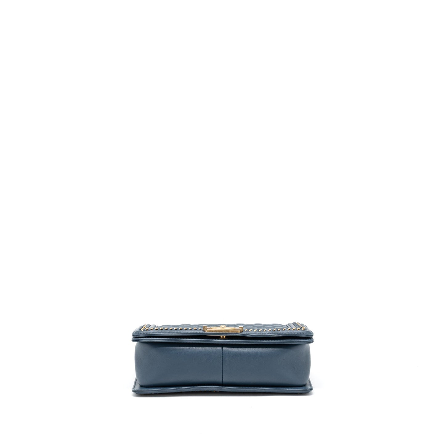 Chanel Top Handle Boy Bag Lambskin Dark Blue Brushed