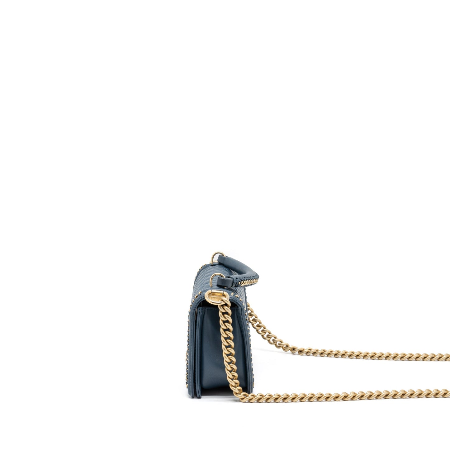 Chanel Top Handle Boy Bag Lambskin Dark Blue Brushed