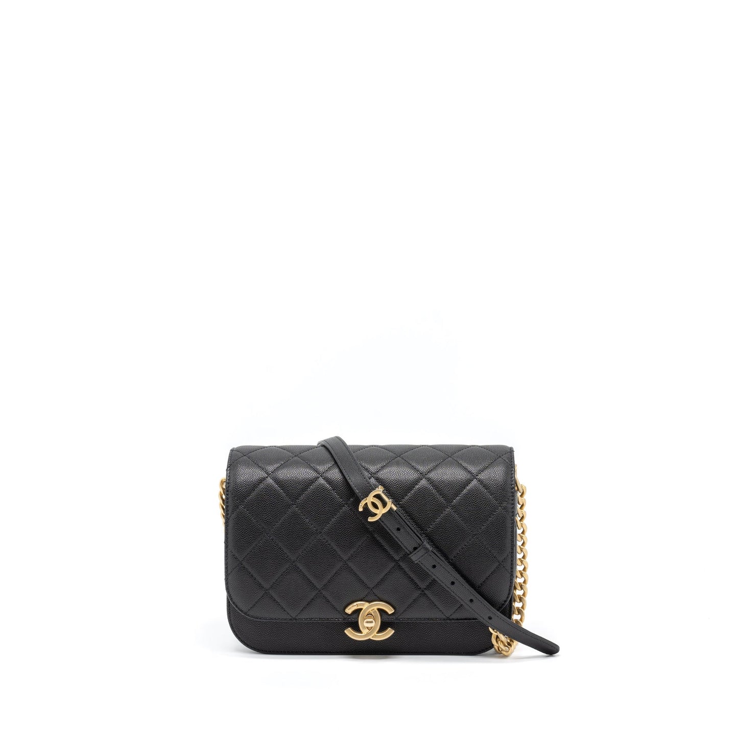 Chanel Messenger Bag Caviar Black Brushed  (Microchip)
