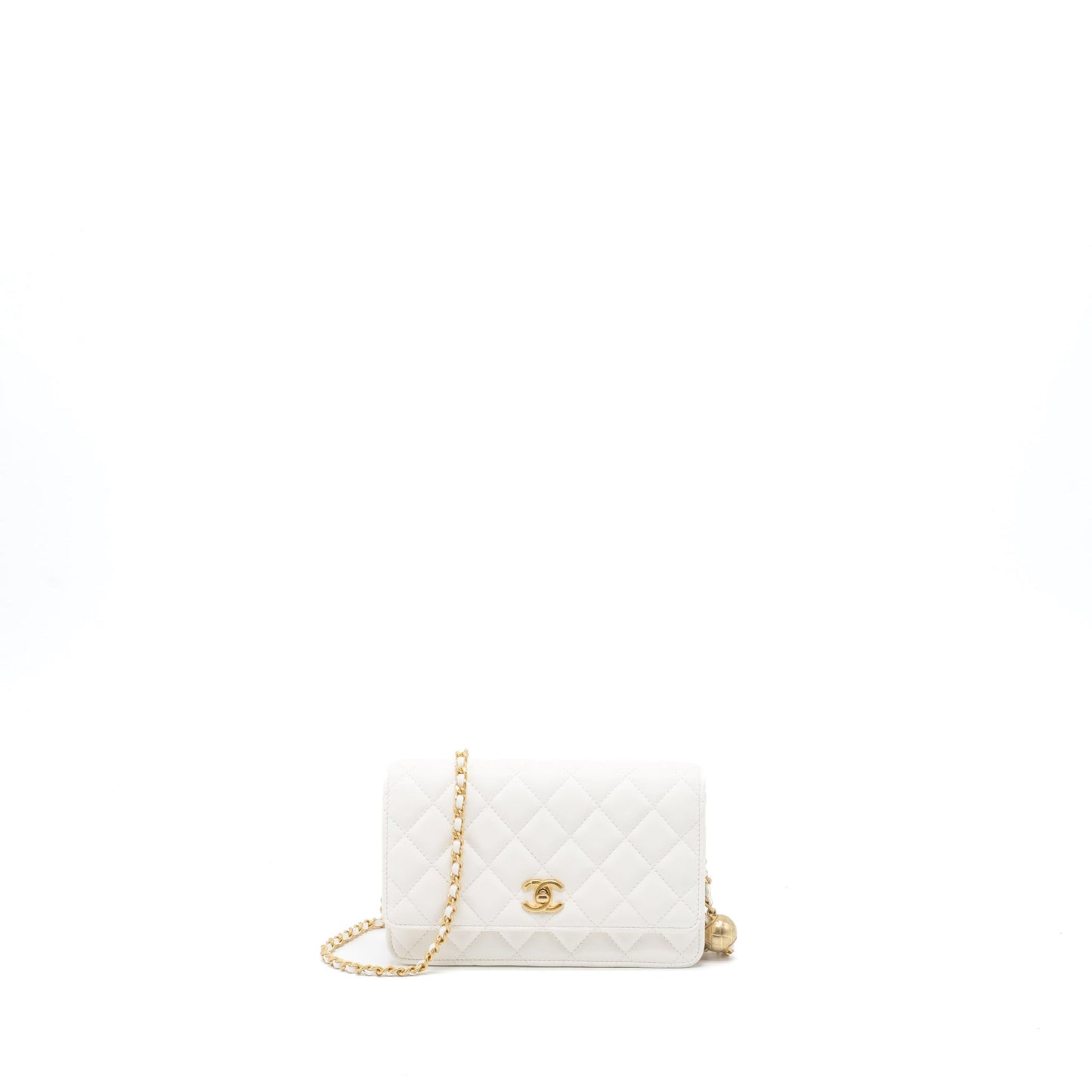 Chanel Pearl Crush Wallet on Chain Lambskin White  (Microchip)