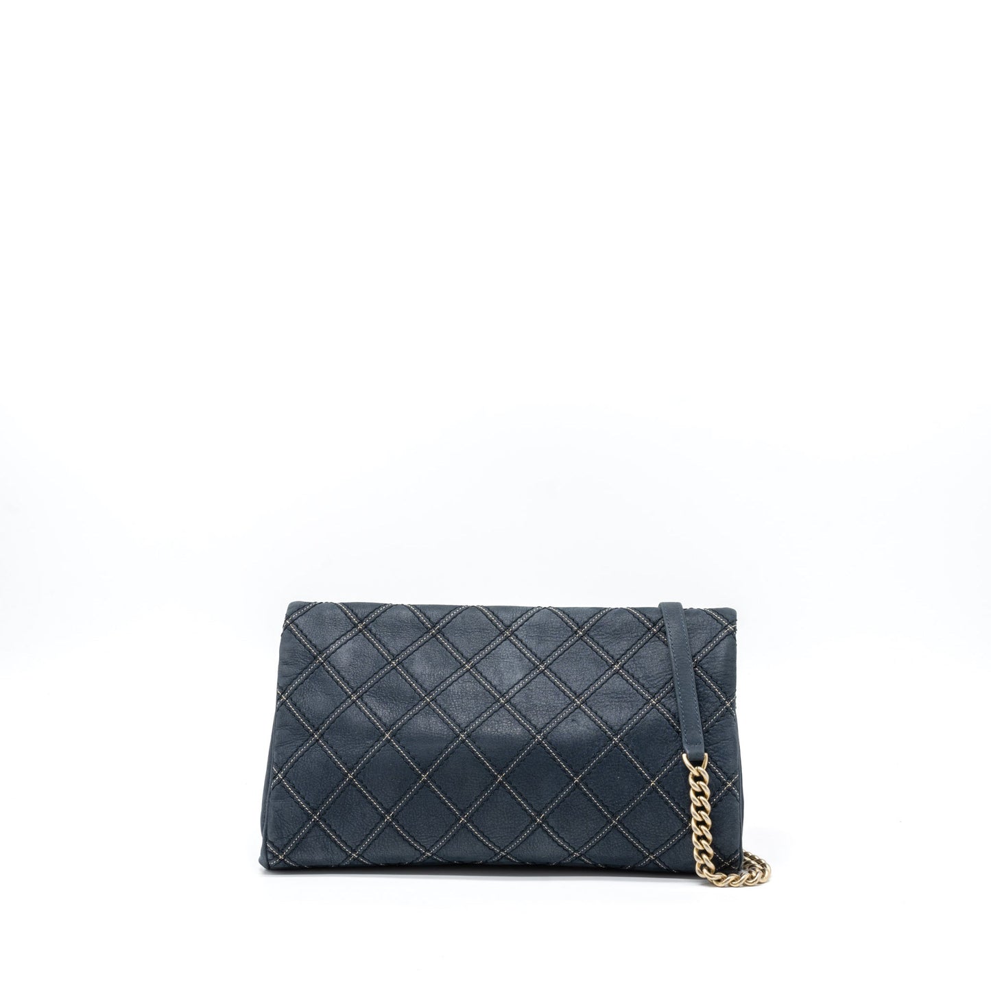 Chanel Quilted Flap Bag Calfskin Iridescent Dark Blue Brushed