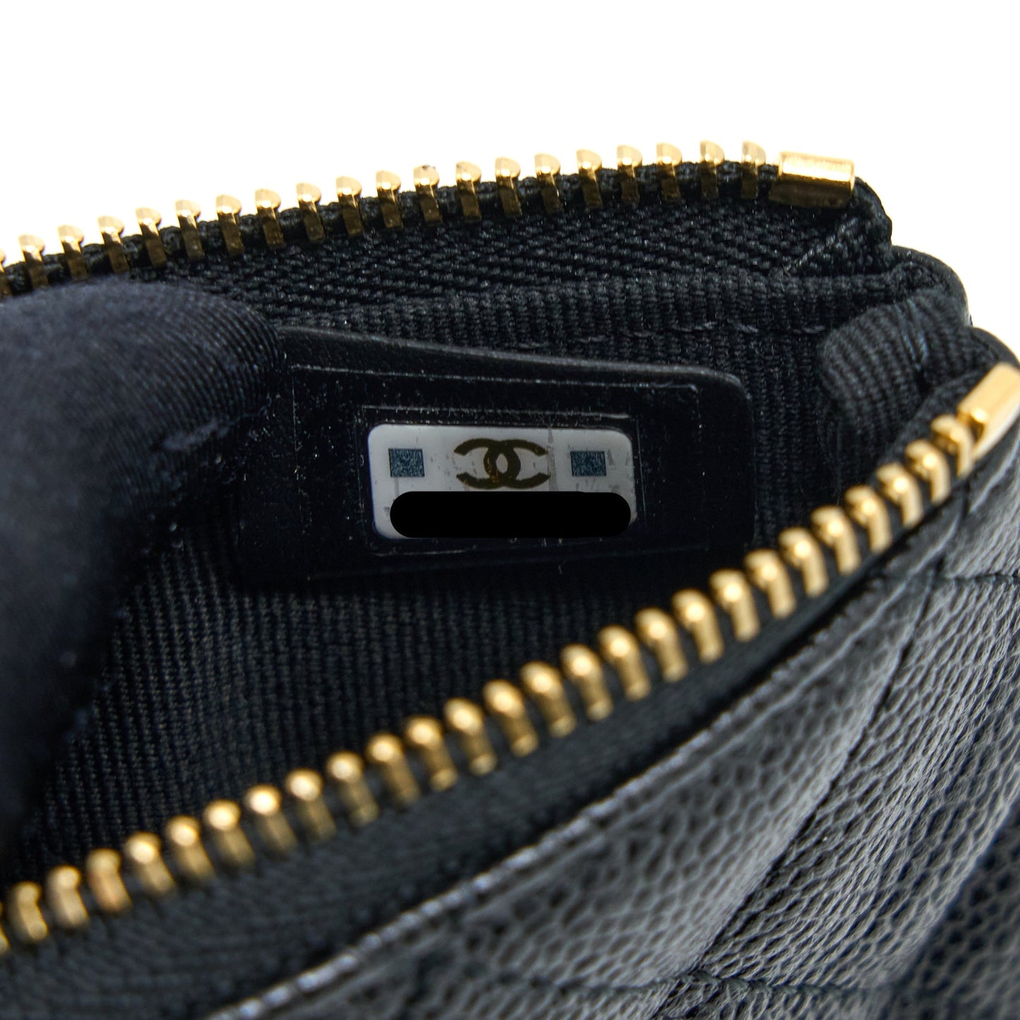 Chanel Zippy Small Pouch Detailed Logo Caviar Black L