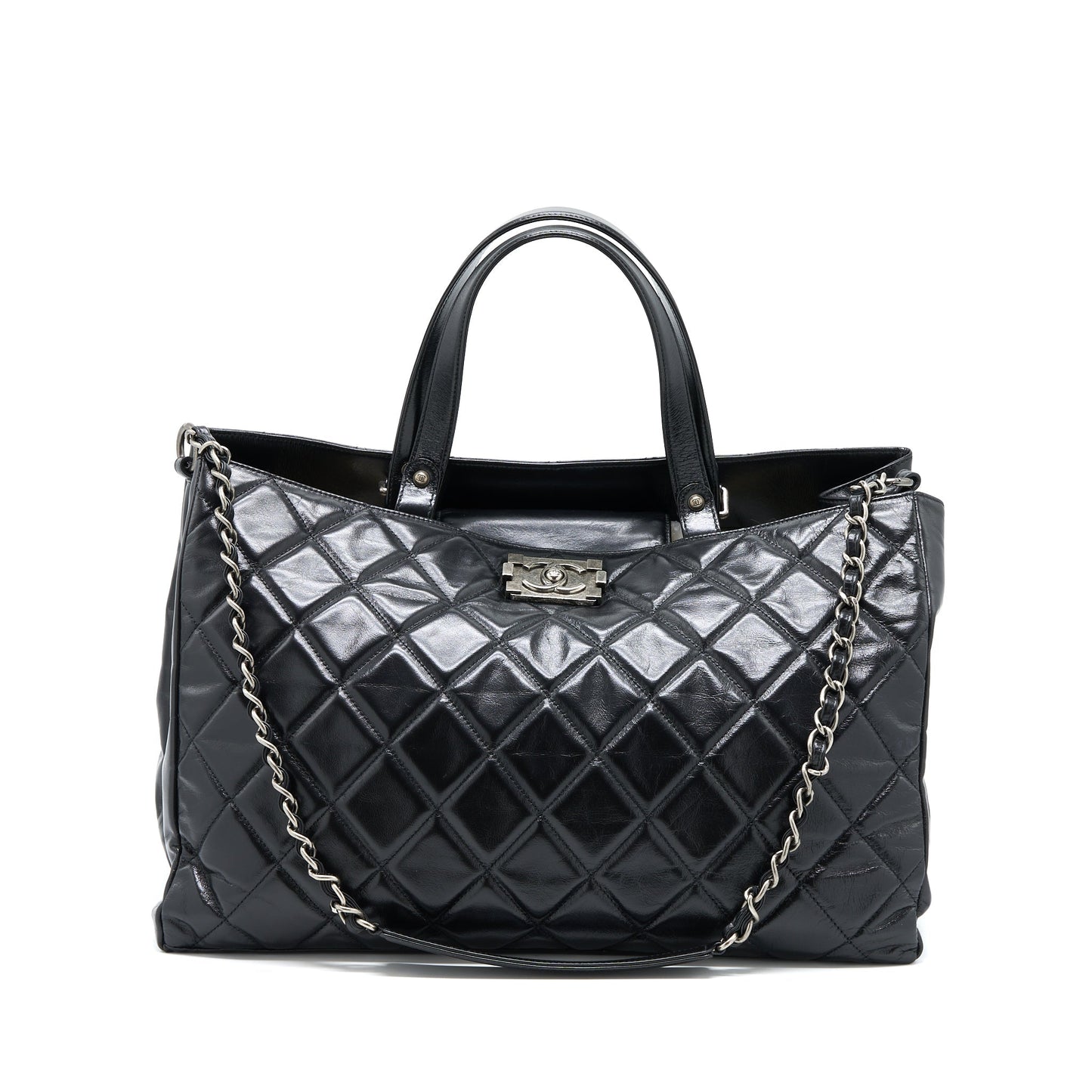 Chanel Large Tote Bag Calfskin Black Ruthenium Hardware