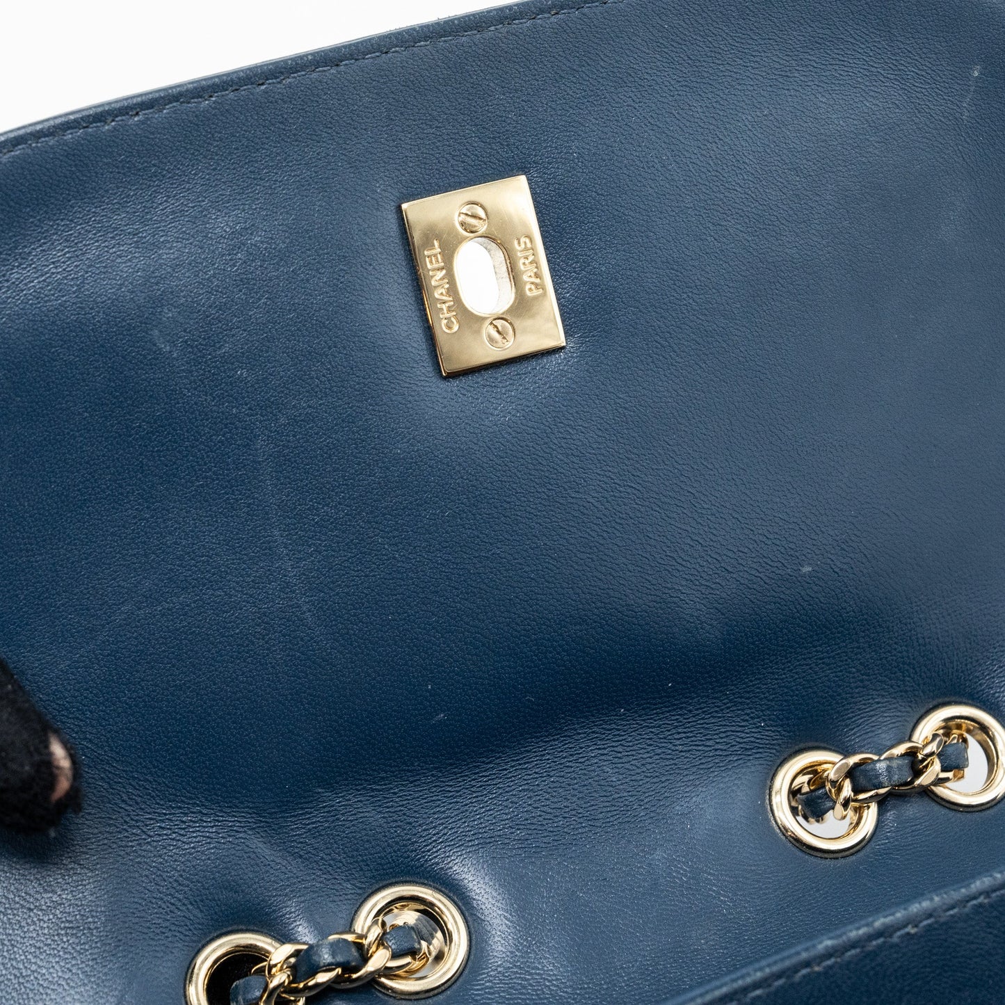 Chanel Quilted Flap Crossbody Bag Lambskin Dark Blue L