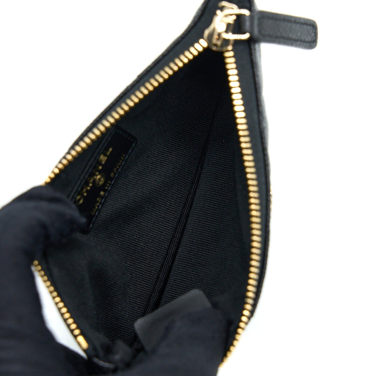 Chanel Zippy Small Pouch Detailed Logo Caviar Black L