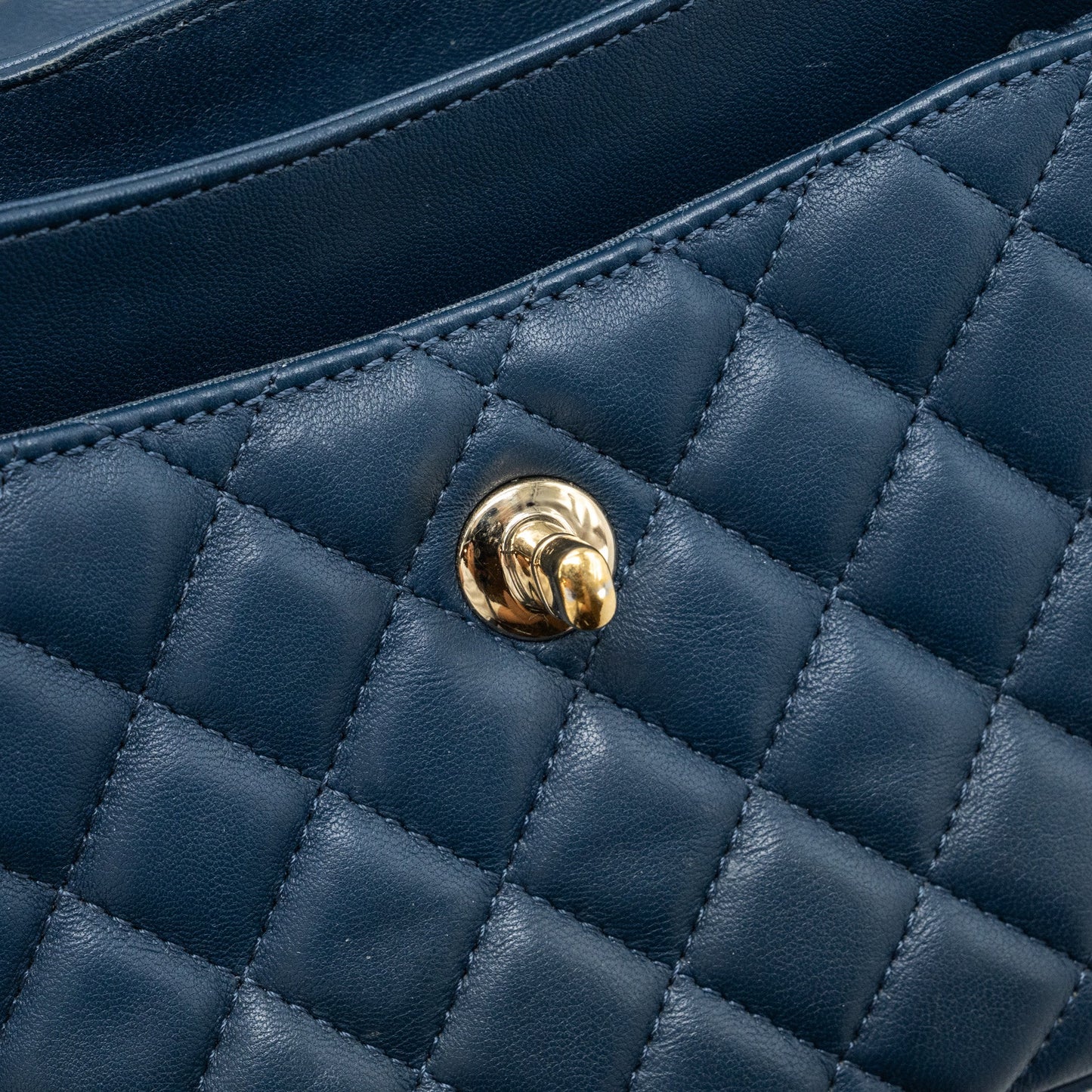 Chanel Quilted Flap Crossbody Bag Lambskin Dark Blue L