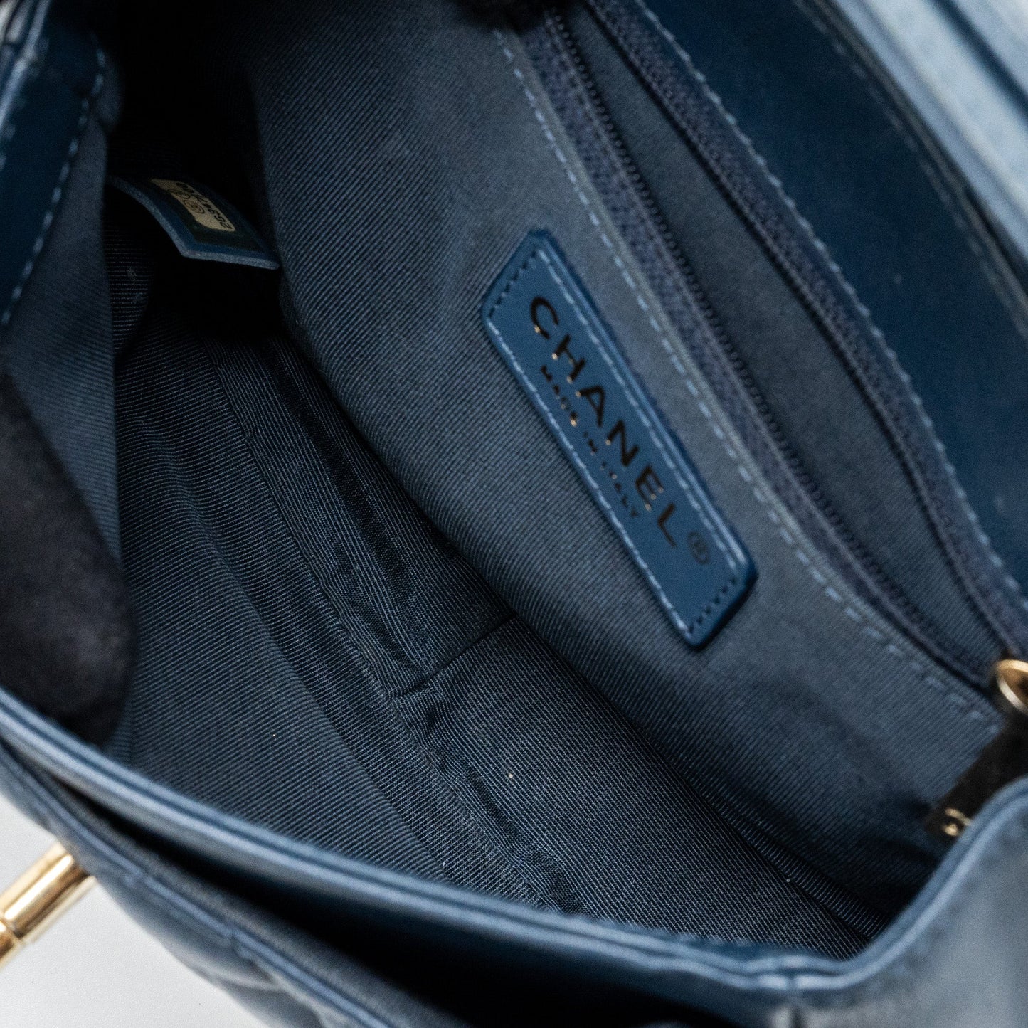 Chanel Quilted Flap Crossbody Bag Lambskin Dark Blue L