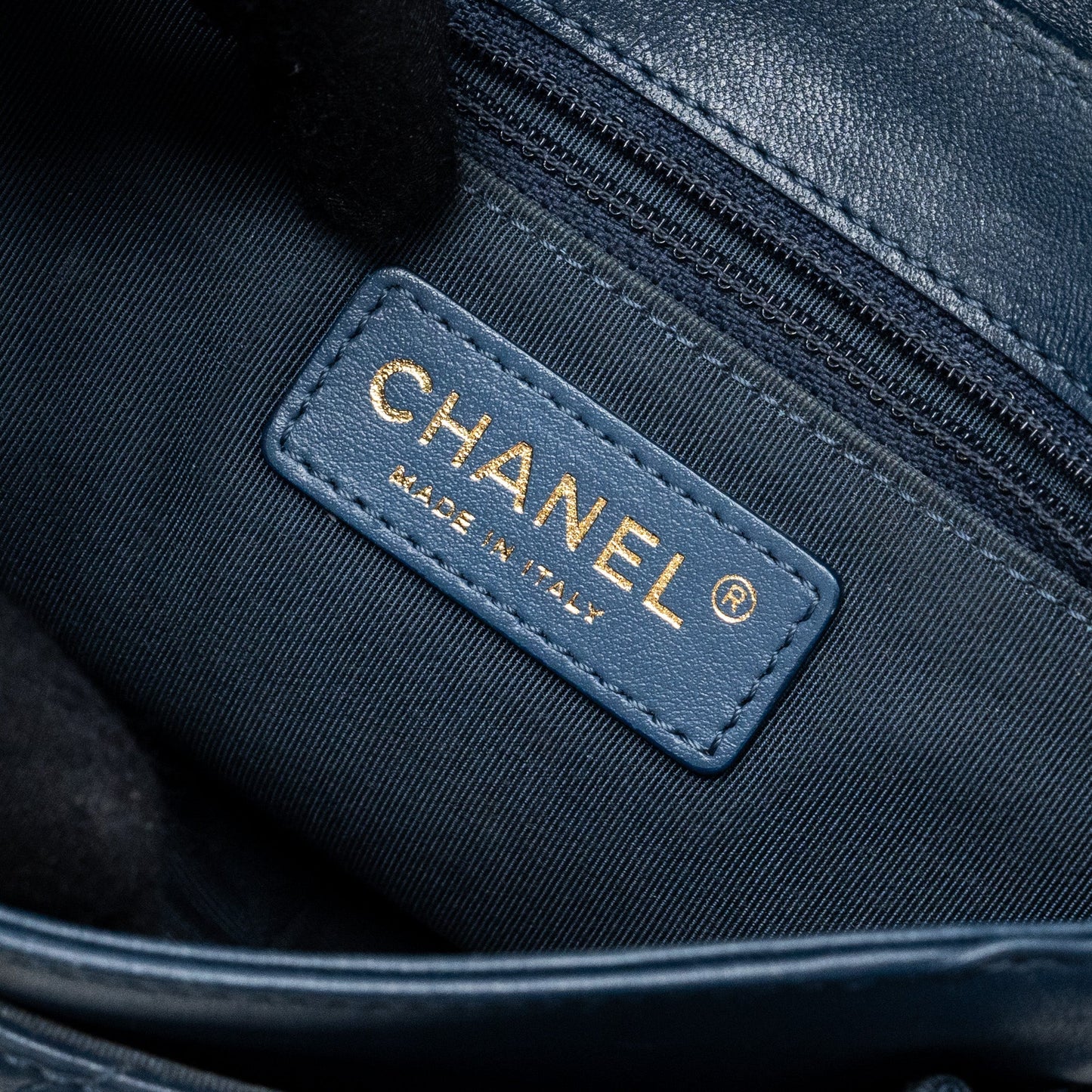 Chanel Quilted Flap Crossbody Bag Lambskin Dark Blue L