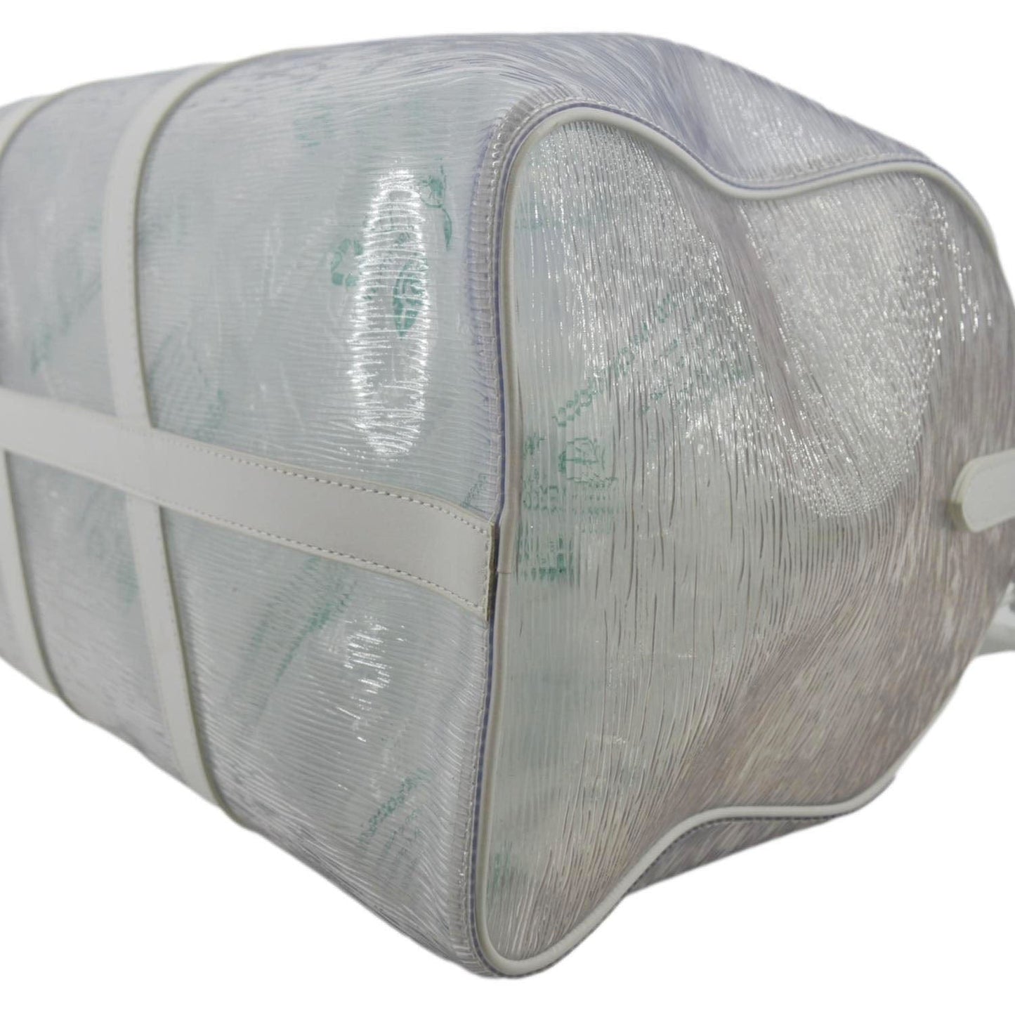 LOUIS VUITTON Wavy Keepall 50 Bandouliere Transparent Epi PVC Travel Bag White