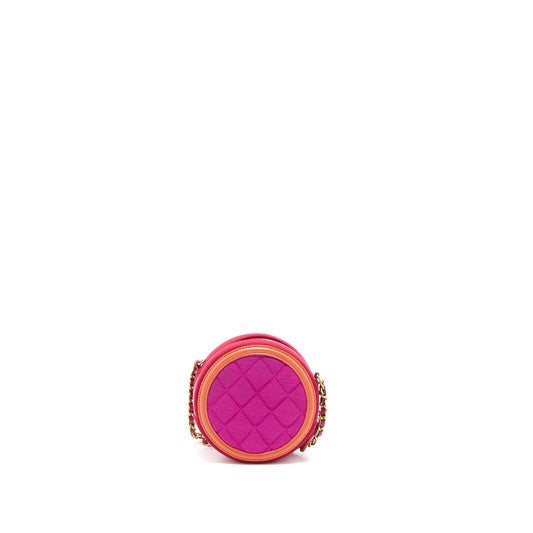 Chanel Round Clutch with Chain Fabric Multicolour