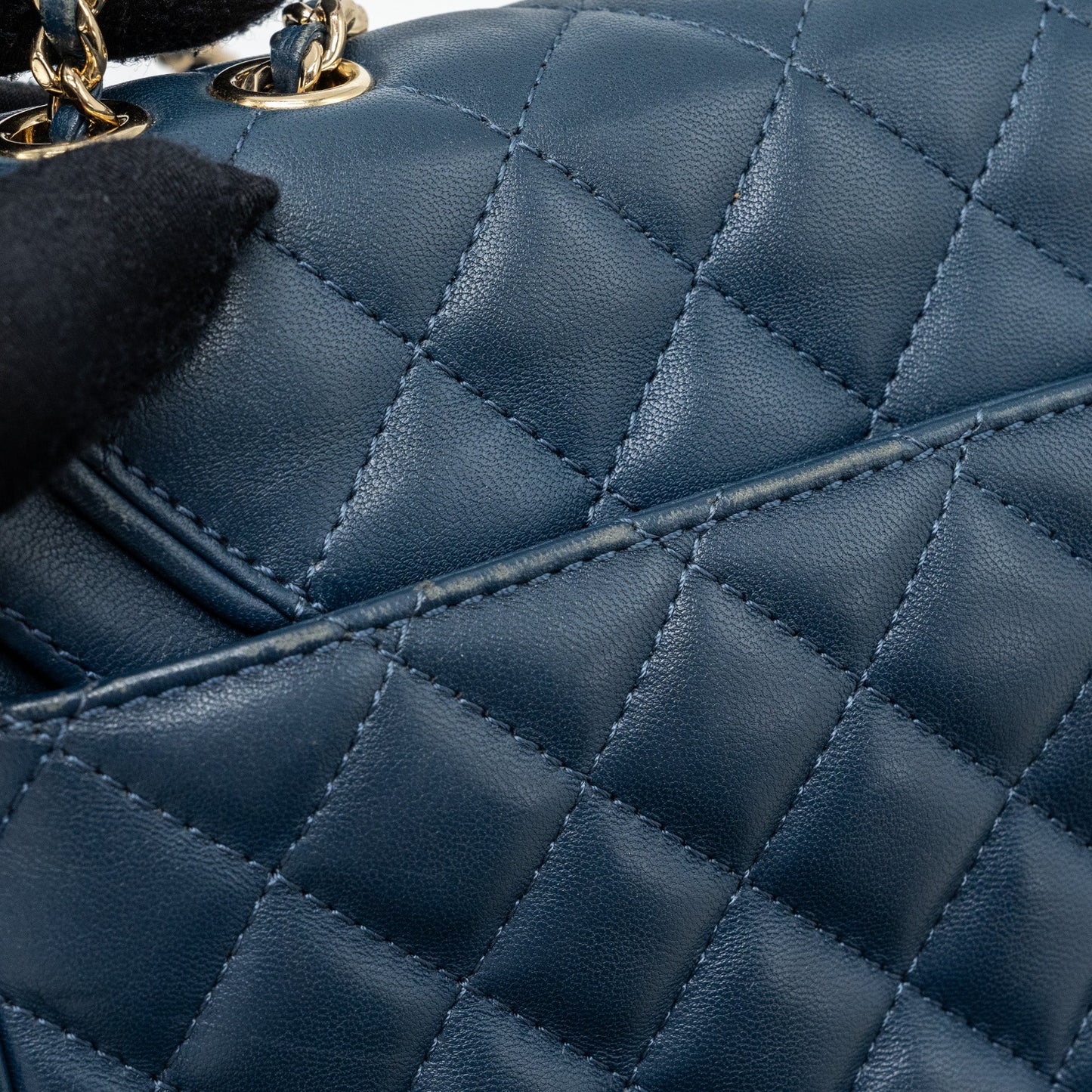 Chanel Quilted Flap Crossbody Bag Lambskin Dark Blue L