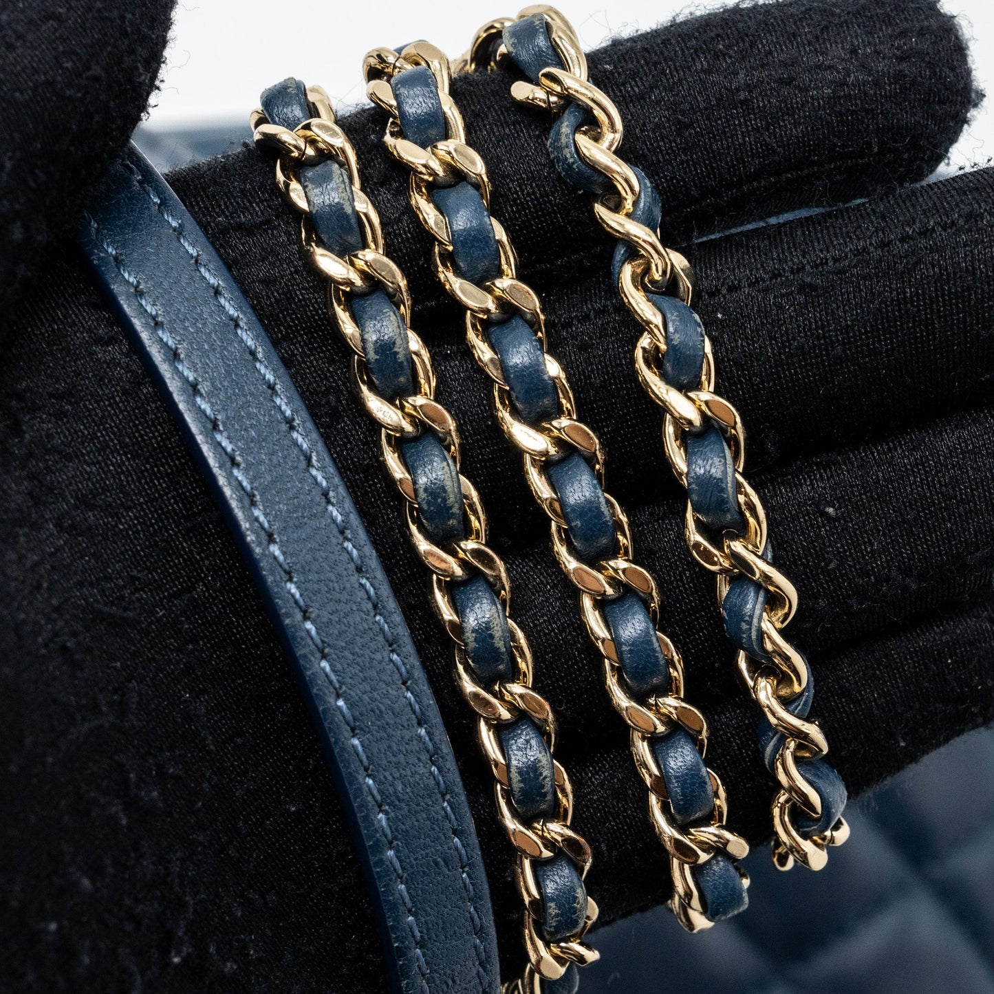 Chanel Quilted Flap Crossbody Bag Lambskin Dark Blue L
