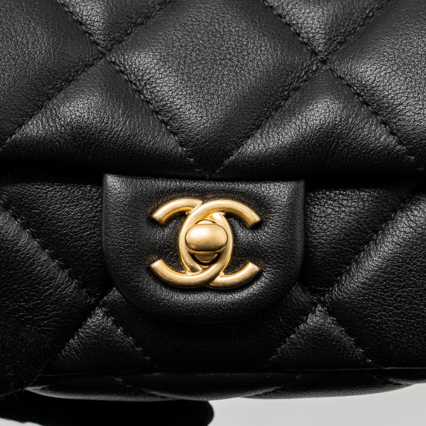 Chanel 21K Mini Flap Bag Calfskin Black Brushed
