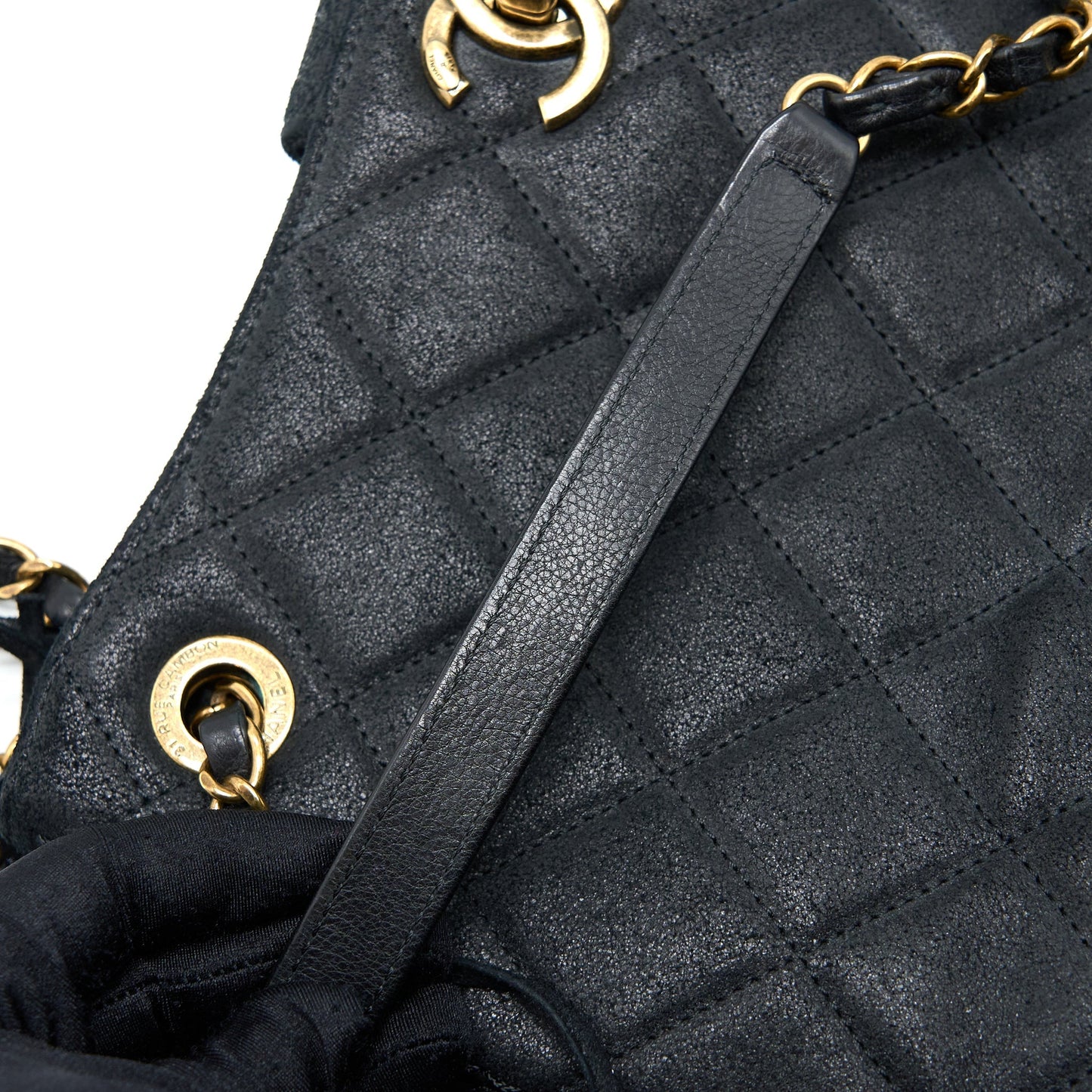 Chanel Tassel Hobo Bag Fringed Shiny Calfskin Black Brushed
