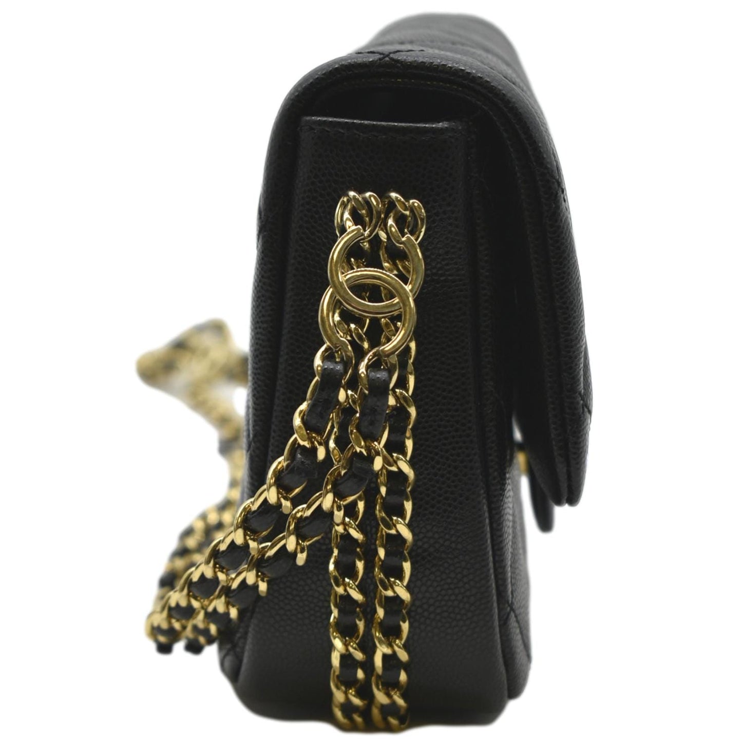 CHANEL Mini Flap Grained Calfskin Leather Shoulder Bag Black