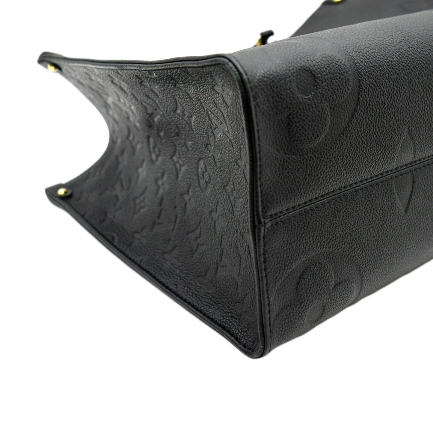 LOUIS VUITTON Onthego MM Giant Monogram Empreinte Leather Tote Bag Black
