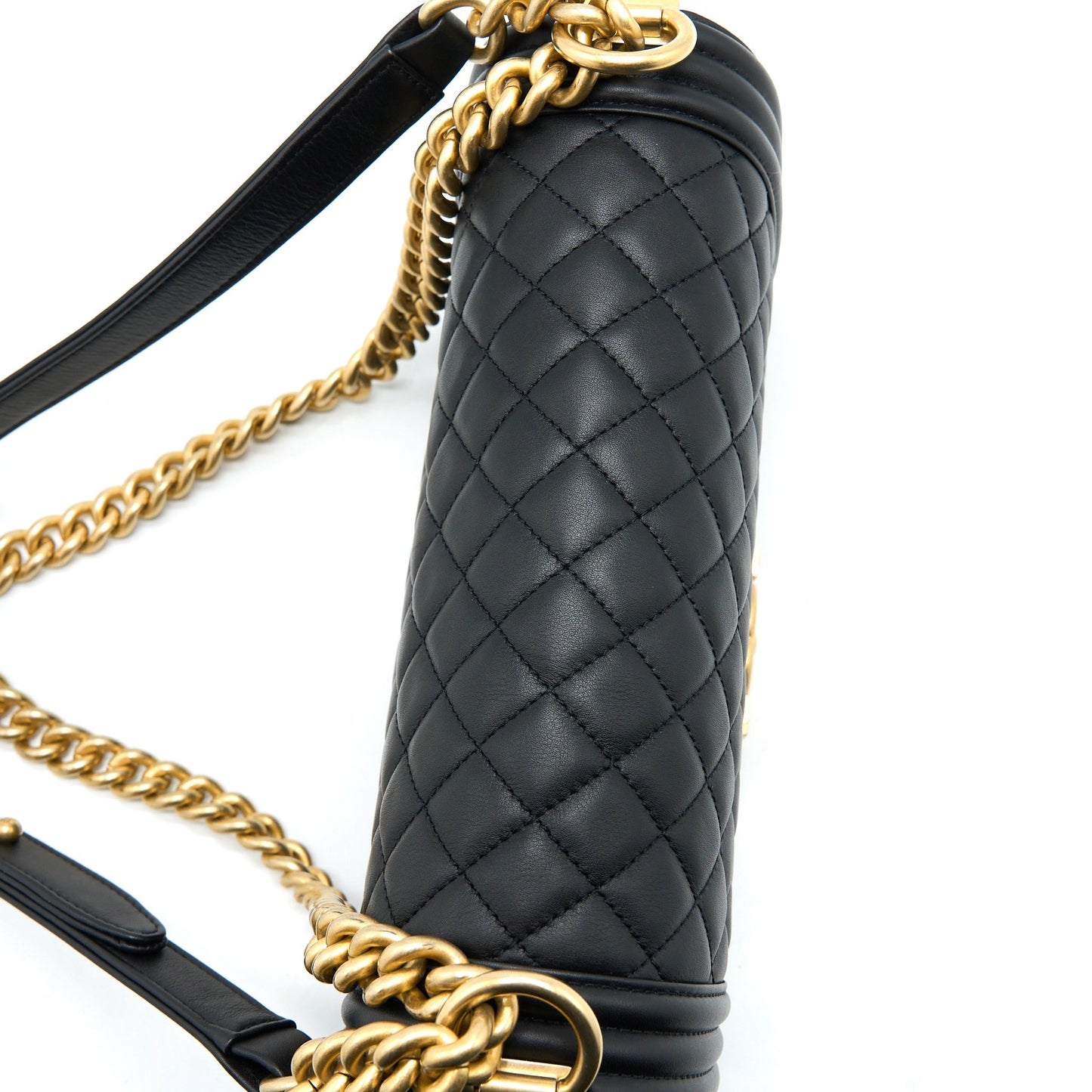 Chanel Medium Boy Bag Calfskin Black Brushed