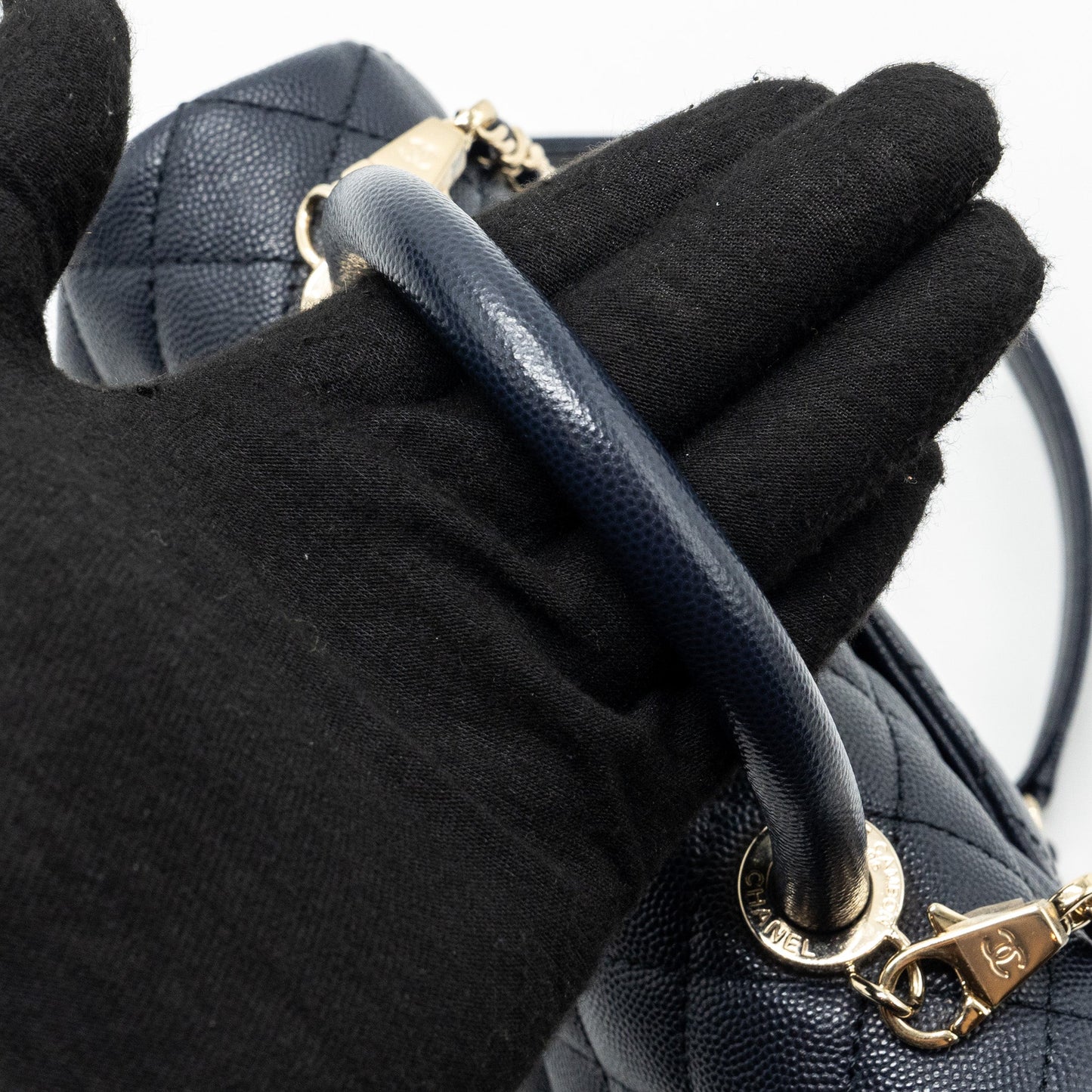 Chanel Small Coco Handle Bag Caviar Navy L