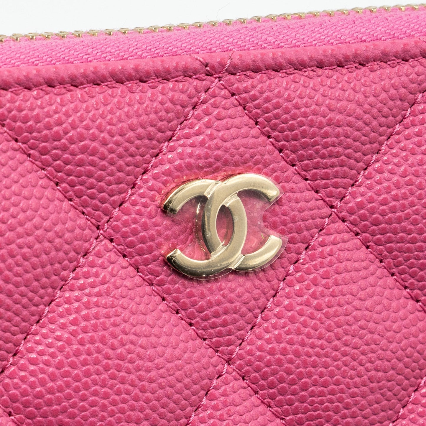 Chanel zippy key ring pouch caviar pink L