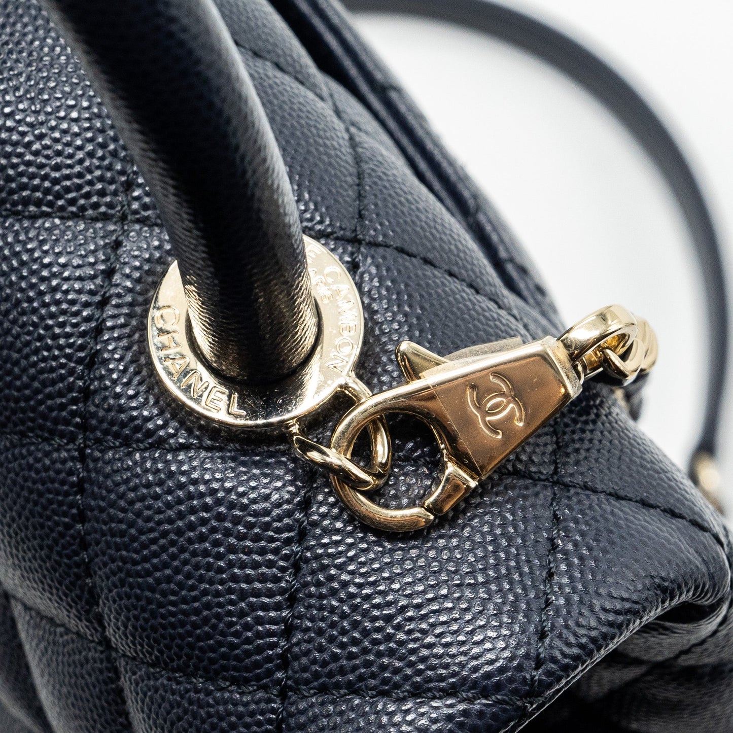 Chanel Small Coco Handle Bag Caviar Navy L