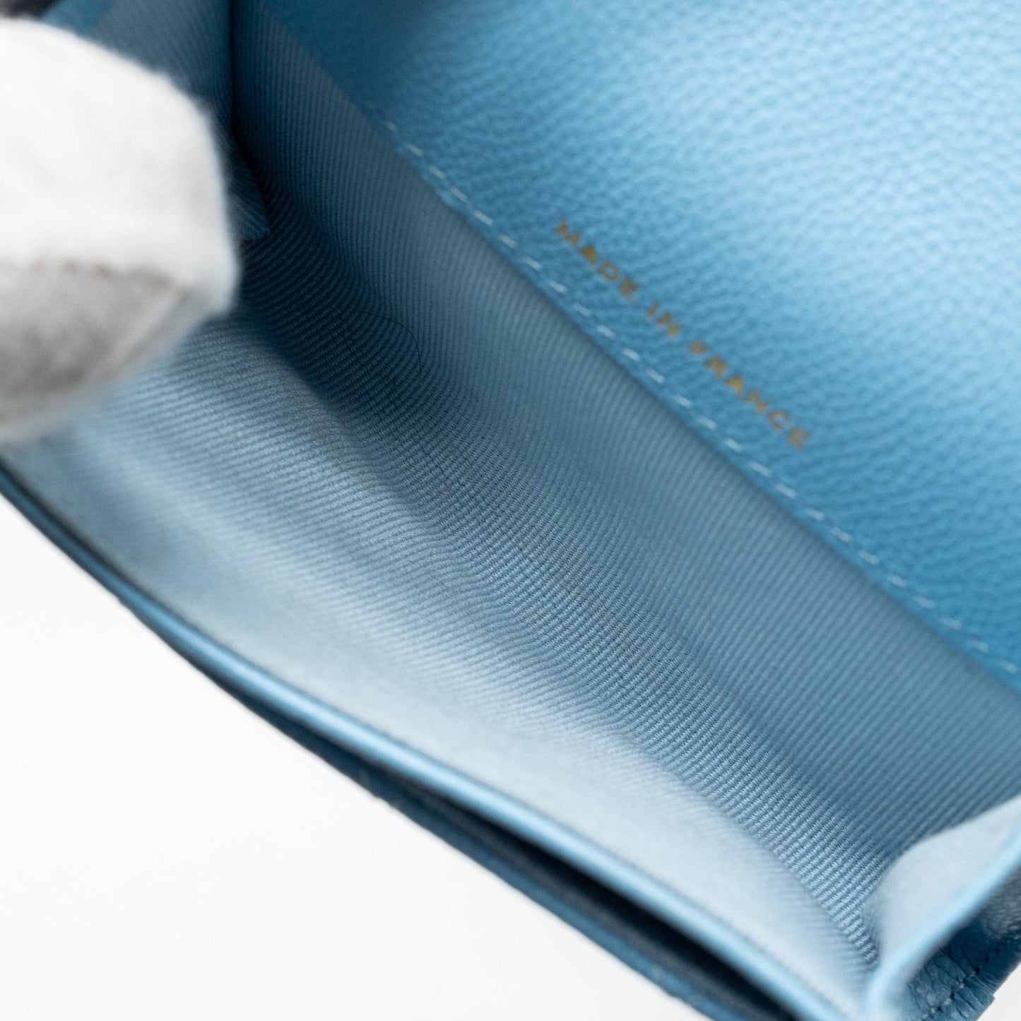 Chanel classic flap card holder caviar blue L (microchip)