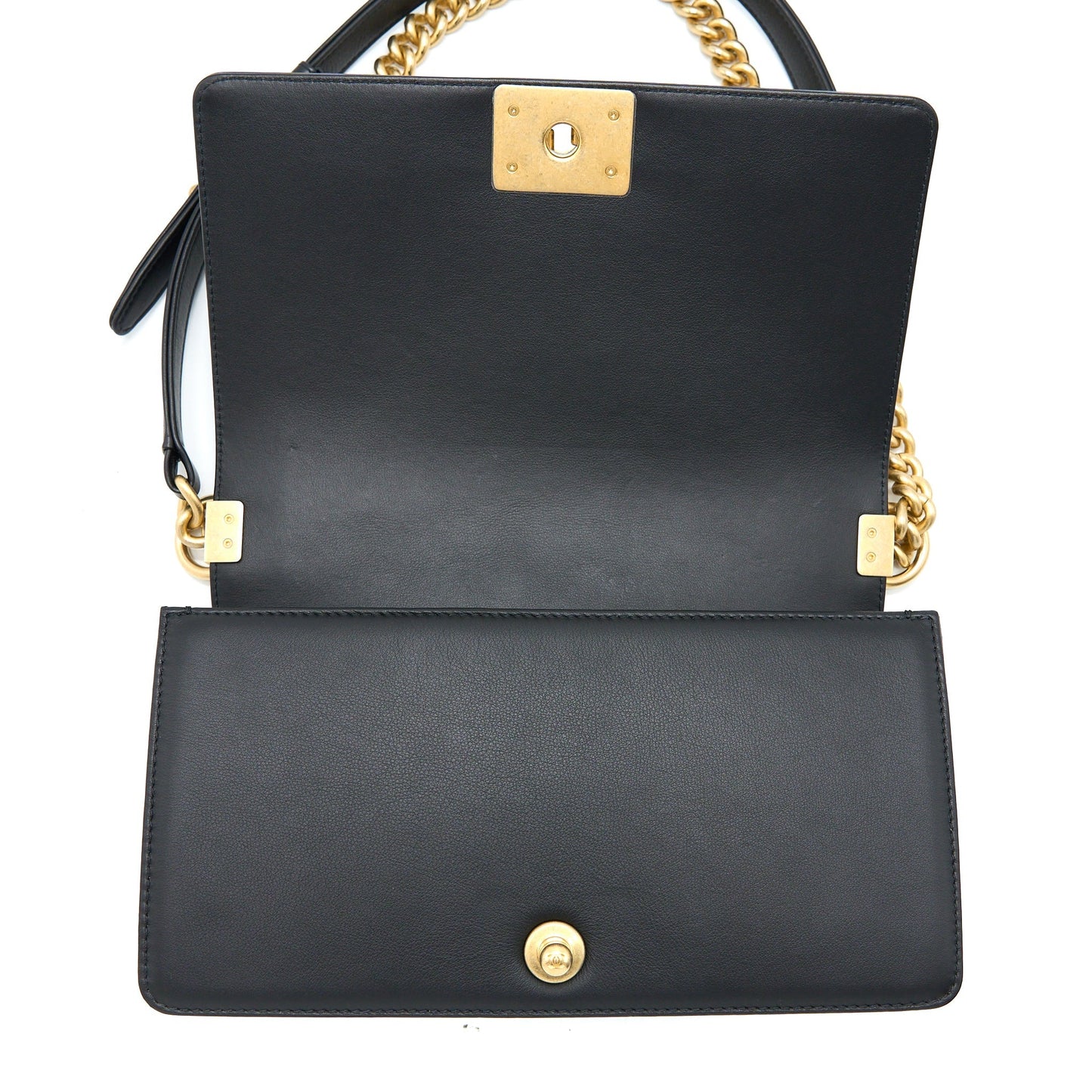 Chanel Medium Boy Bag Calfskin Black Brushed