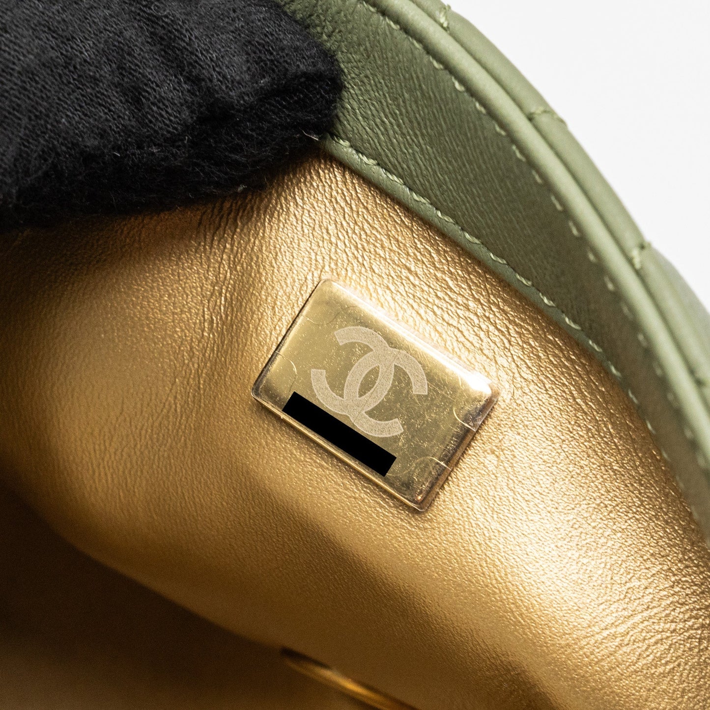 Chanel pearl crush mini square flap bag lambskin green  (microchip)