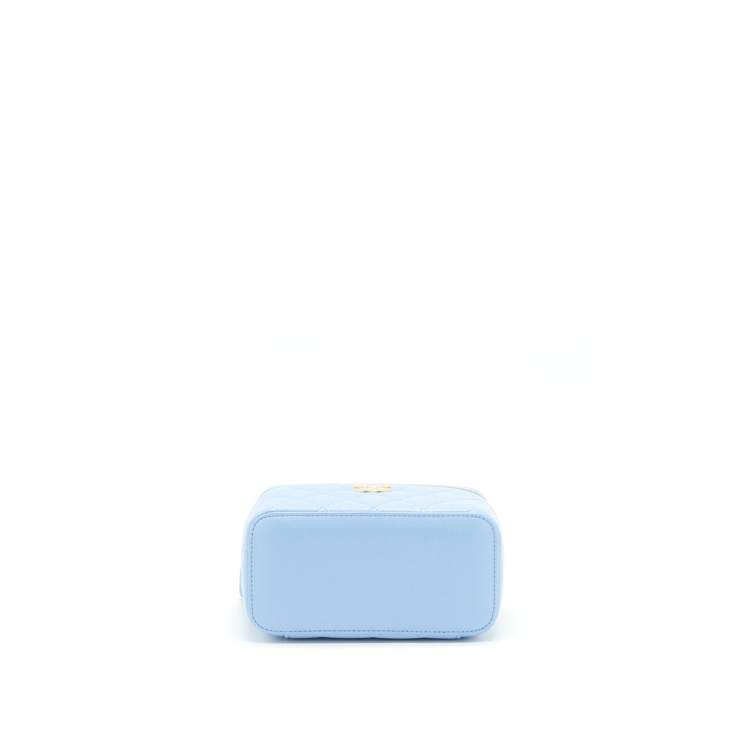 Chanel 22S Letter Logo Top Handle Long Vanity With Chain Caviar Light Blue