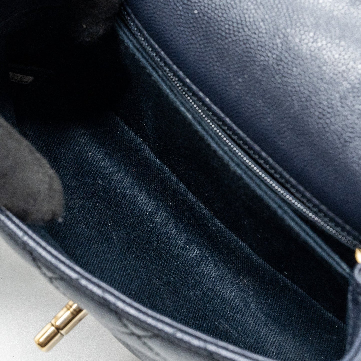 Chanel Small Coco Handle Bag Caviar Navy L