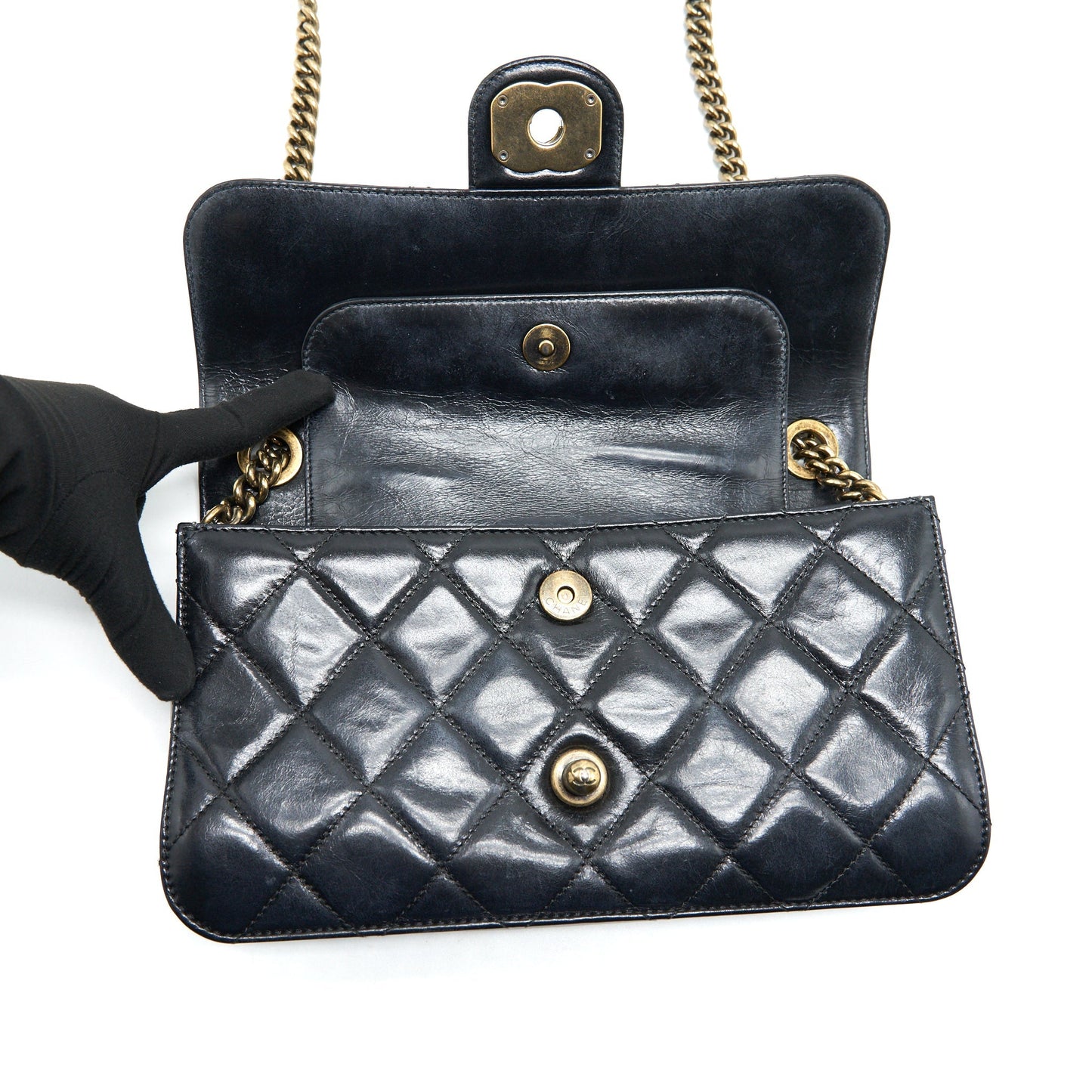 Chanel Perfect Edge Flap Bag With Calfskin Ruthenium