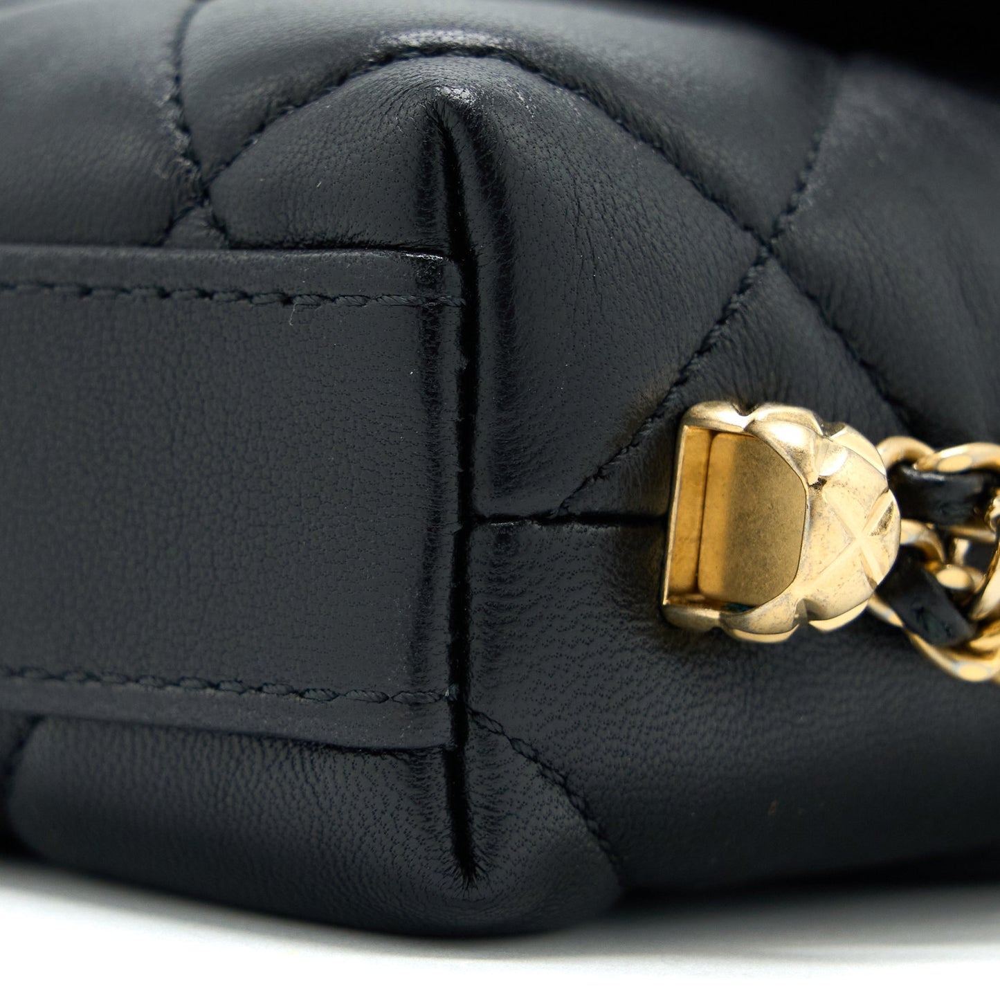 Chanel Quilted Detailed Logo Flap Bag Lambskin Black  (Microchip)