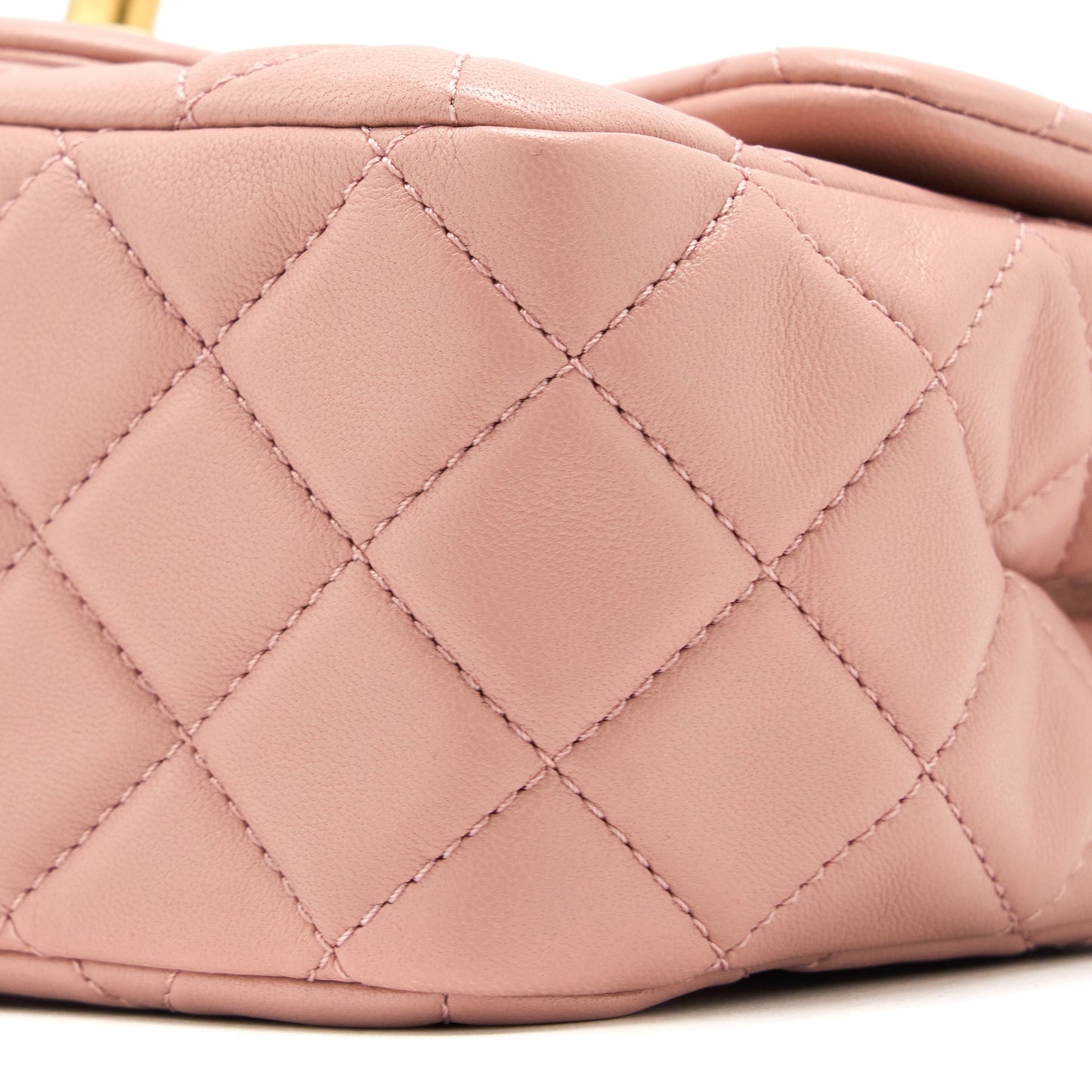 Chanel Pearl Crush Mini Square Flap Bag Lambskin Dark Pink  (Microchip)