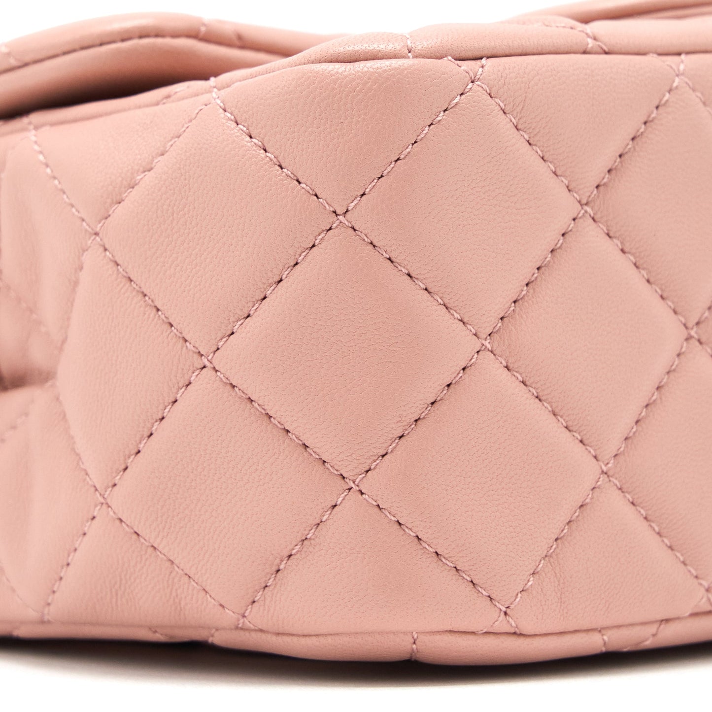 Chanel Pearl Crush Mini Square Flap Bag Lambskin Dark Pink  (Microchip)