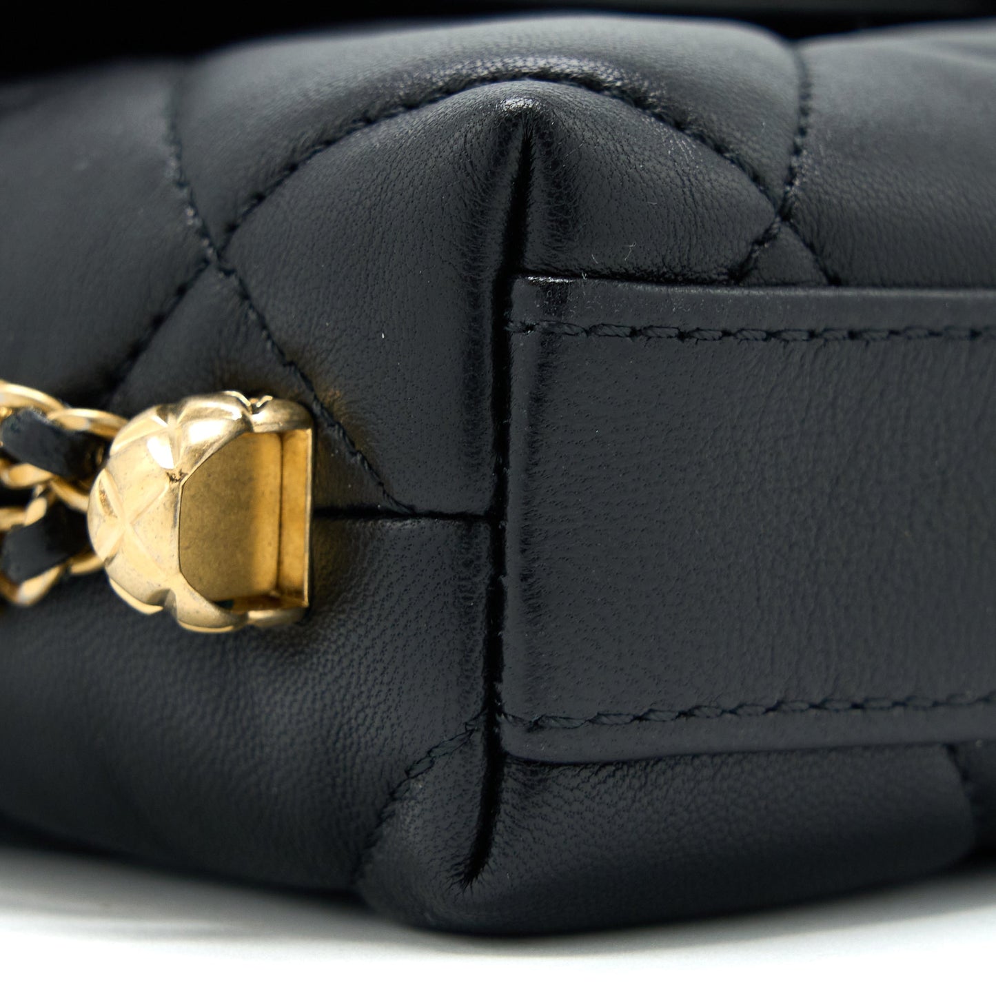 Chanel Quilted Detailed Logo Flap Bag Lambskin Black  (Microchip)