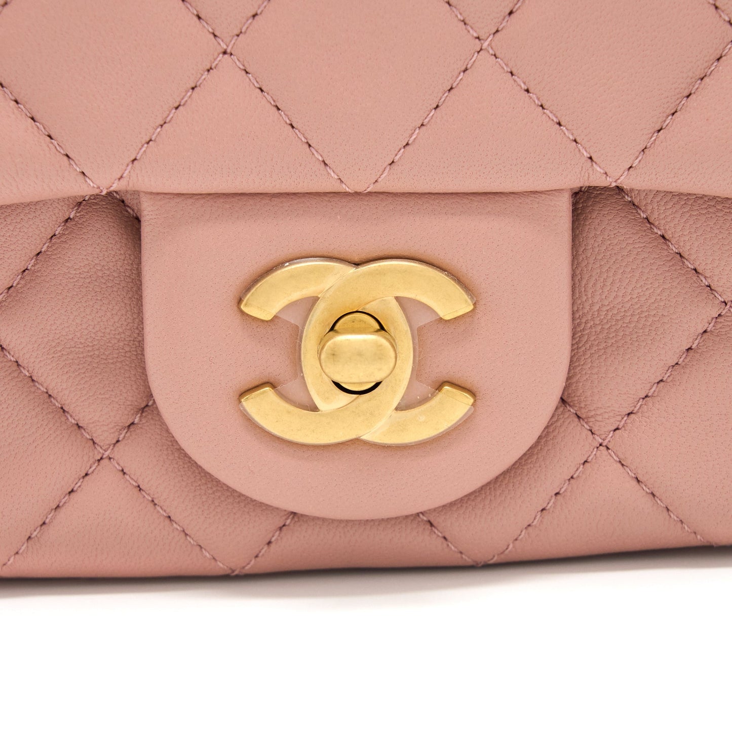 Chanel Pearl Crush Mini Square Flap Bag Lambskin Dark Pink  (Microchip)
